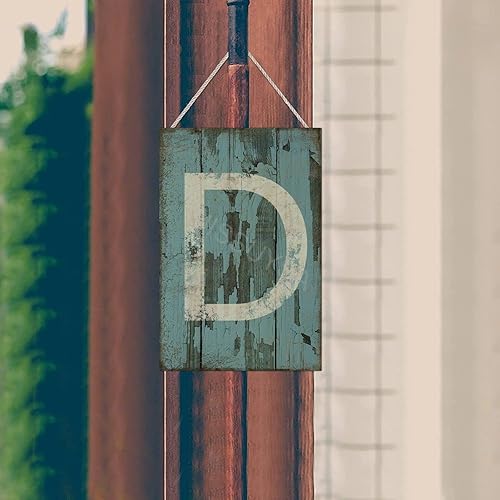 Vista 286 de Letrero colgante de madera con letra A, letrero de madera, decoración del hogar, 26 letras del alfabeto de metal, placa de madera, decoración