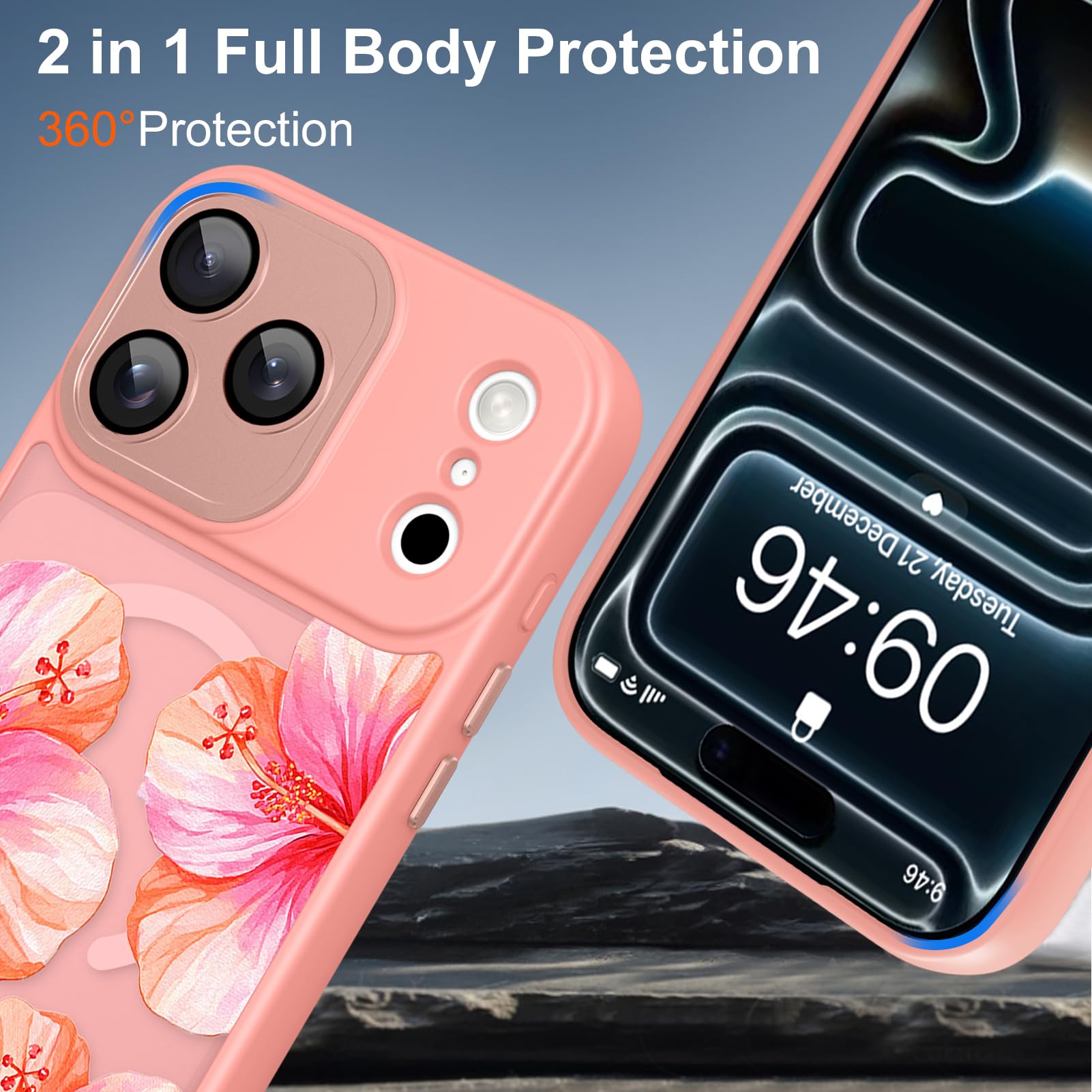 TEAUGHT Compatibile con iPhone 17 Pro Max Custodia con motivo floreale