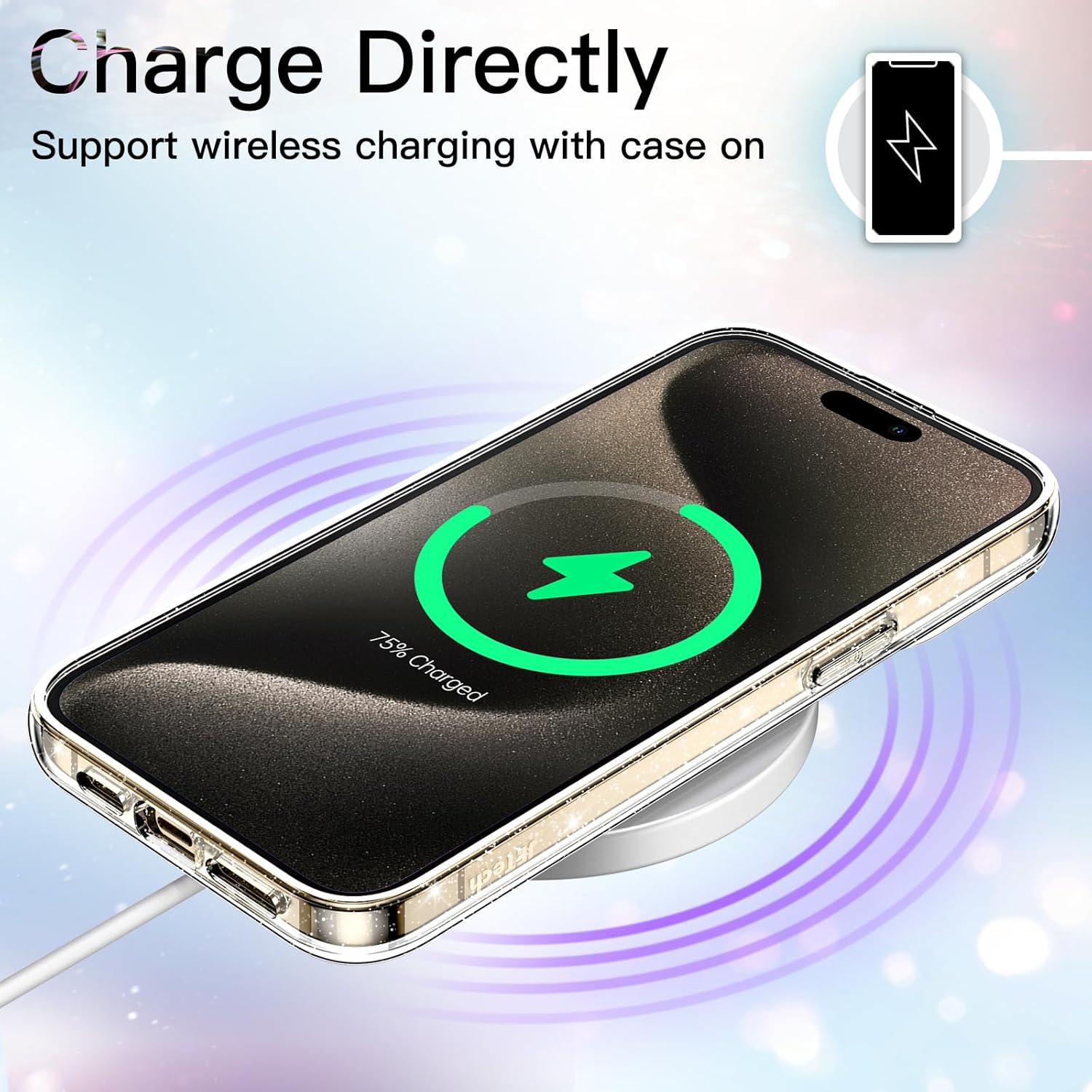 JETech Glitter Case for iPhone 15 Pro Max 6.7-Inch, Bling Sparkle Shockproof Phone Bumper Cover, Cute Sparkly for Women and Girls (Clear) 8 71rm5wdkGyL. AC SL1500