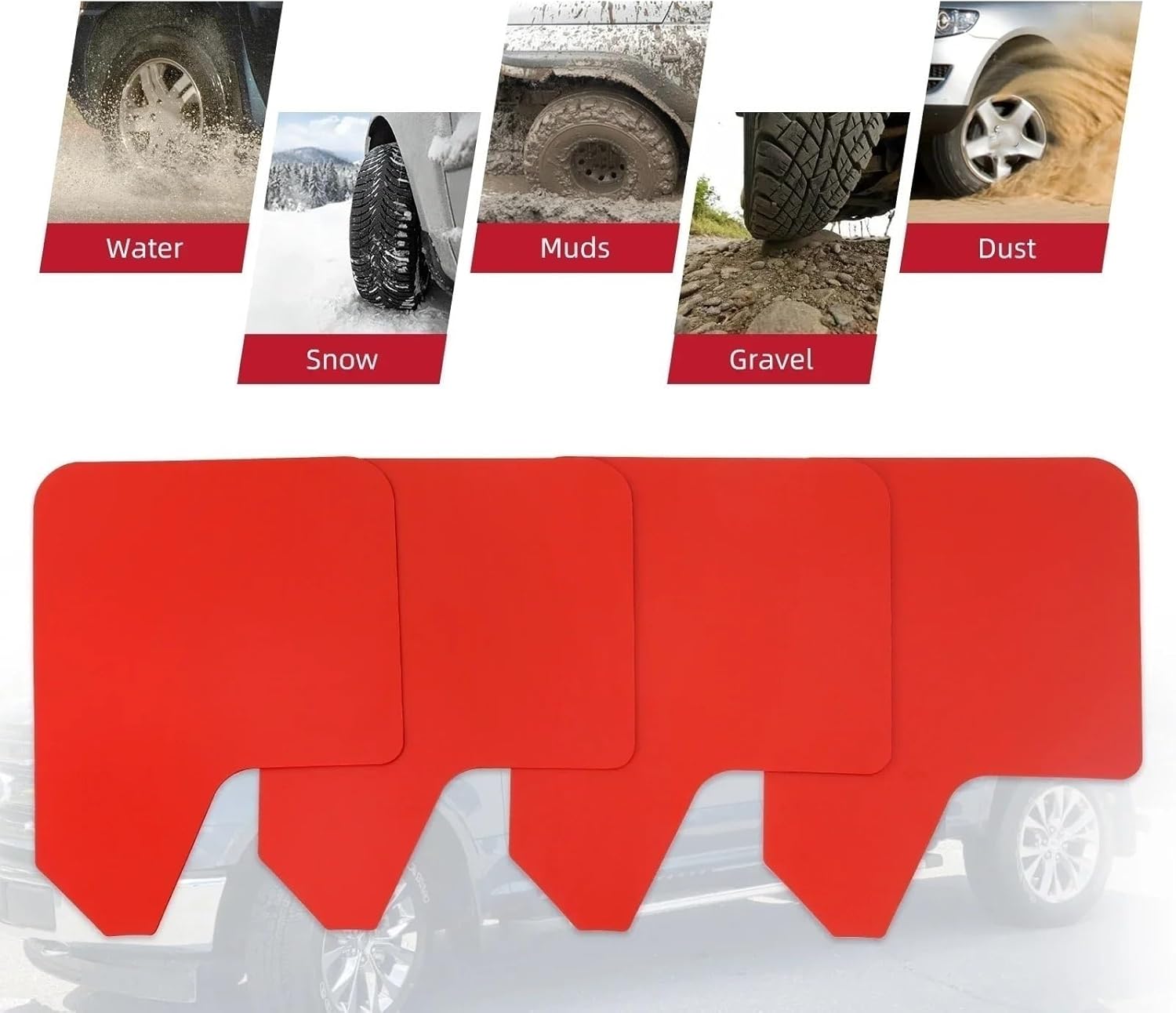 4PCS Universal Red Car Splash Guard Mud Flaps Compatible for Car Pickup SUV Mudflaps Mud Flaps Mudguard Automotive Exterior Accessory