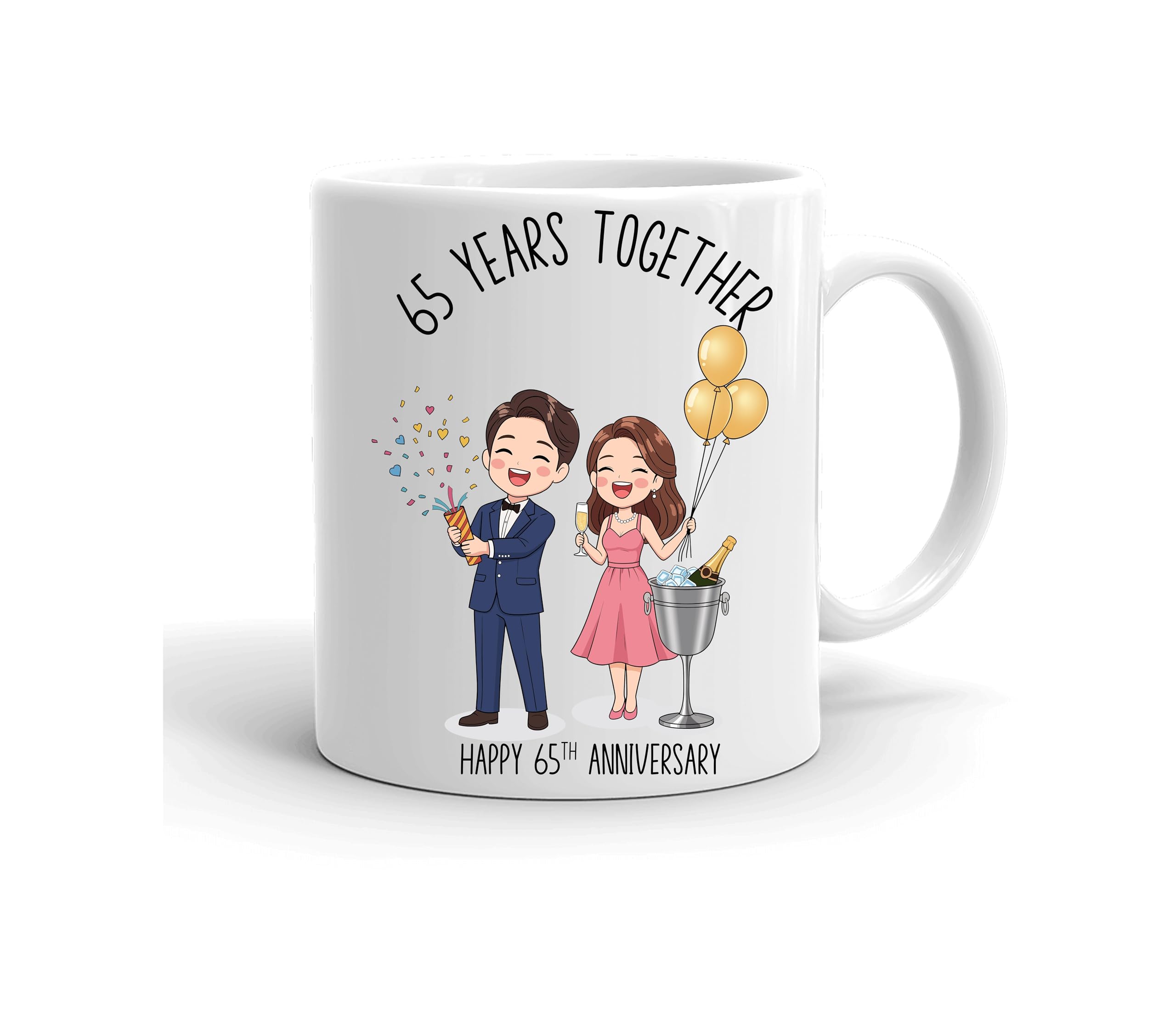 VIROSA 65 Year Anniversary Mug – 11oz Ceramic Coffee Mug Gift for Husband, Wife, Couples – First Wedding Anniversary Present Idea, Funny Romantic Keepsake