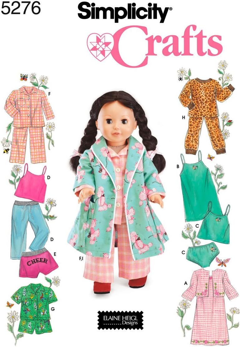 Simplicity 5276Doll Clothes, Paper, White, OS (ONE Size)