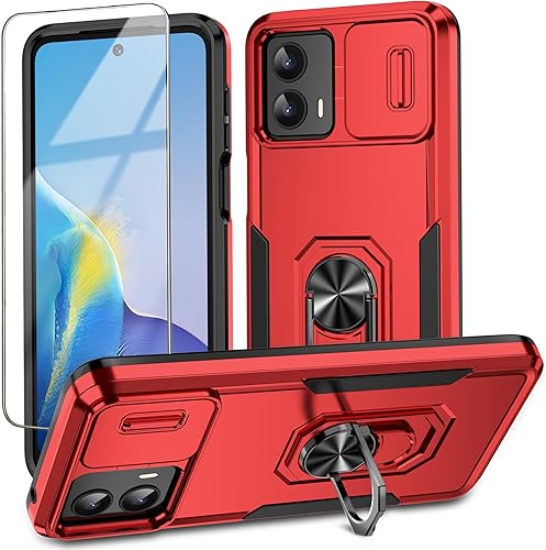 Funda para Motorola Moto G 5G 2023 con cubierta deslizante para cámara + protector de pantalla de vidrio templado, protección completa de la cámara