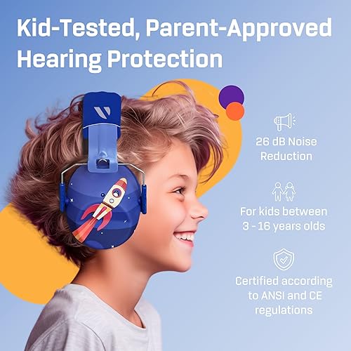 Miniatura 2 de Vanderfields Protección auditiva para niños, auriculares con cancelación de ruido para niños, de 3 a 16 años, reducción de ruido de 26 dB27 dB,
