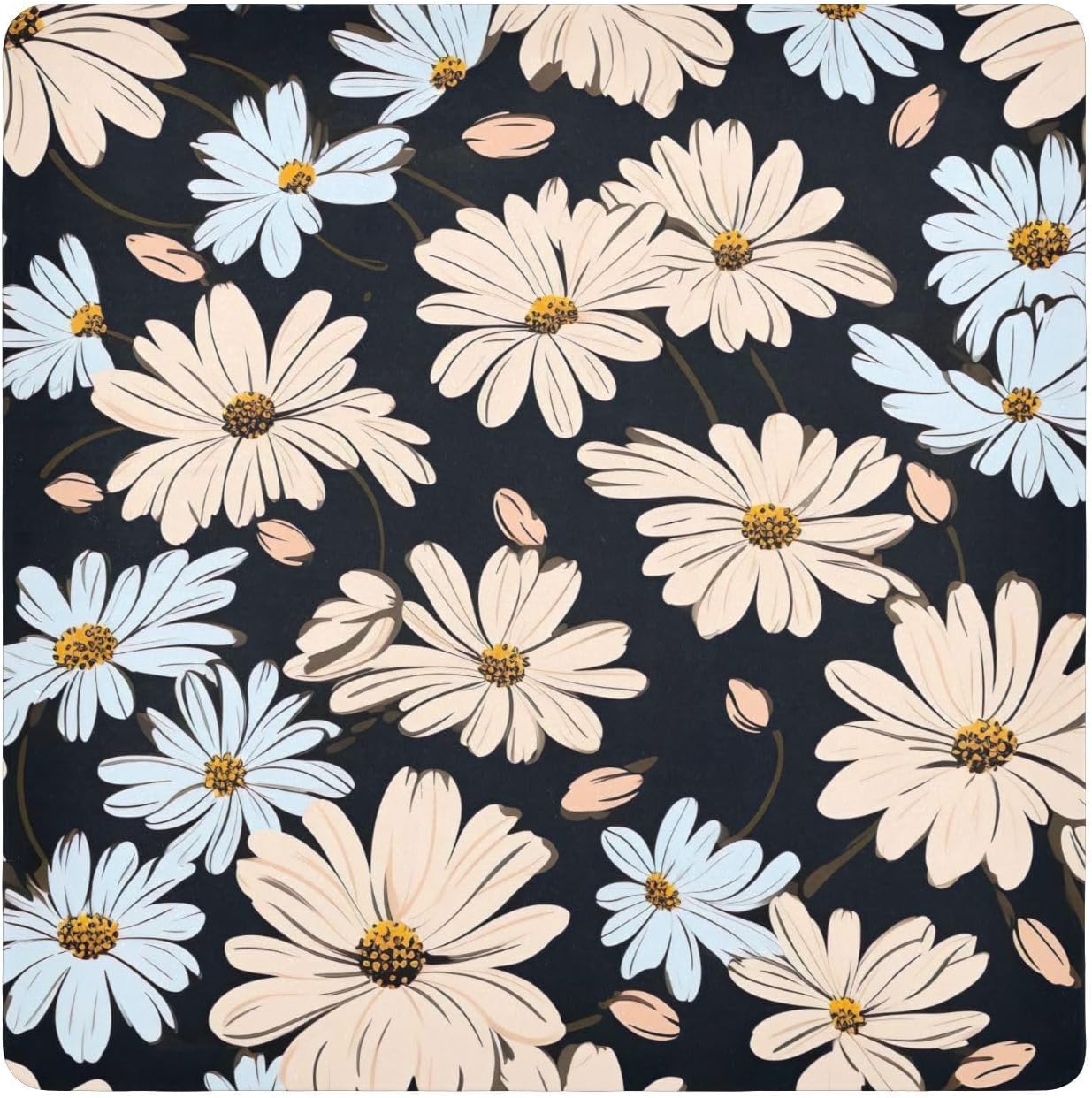 J JOYSAY Beige Daisy Flowers Self-Adhesive Magic Cloth Makeup Bag Magnetic Makeup Bag Lens Protector for Daily Use Fashion People,13.8 In
