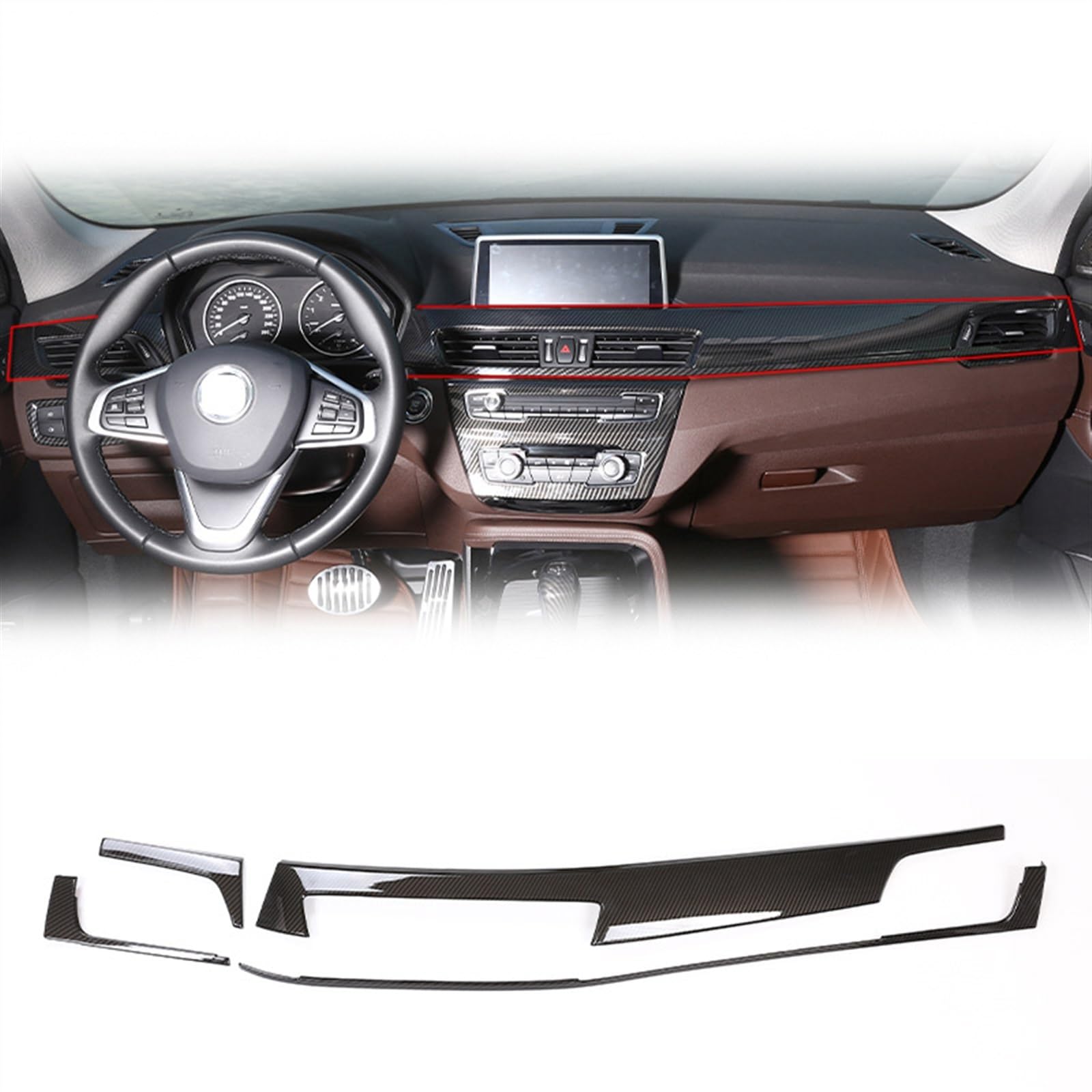 Moulures en fibre de carbone pour BMW X1 X2 F47 F48 protégeant le contrôle central