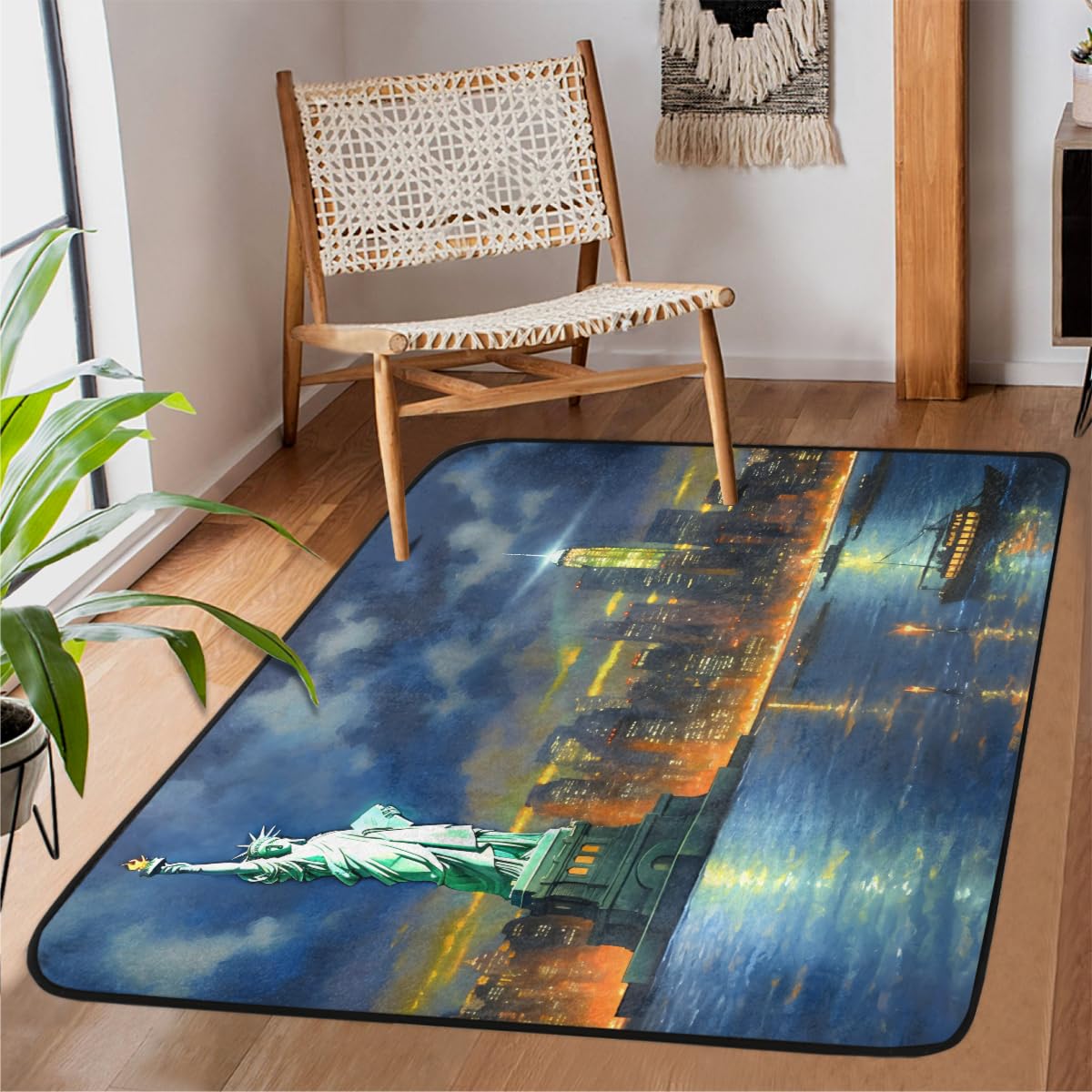 Tapis de salon New York 122x160 cm lavable et antidérapant pour chambre