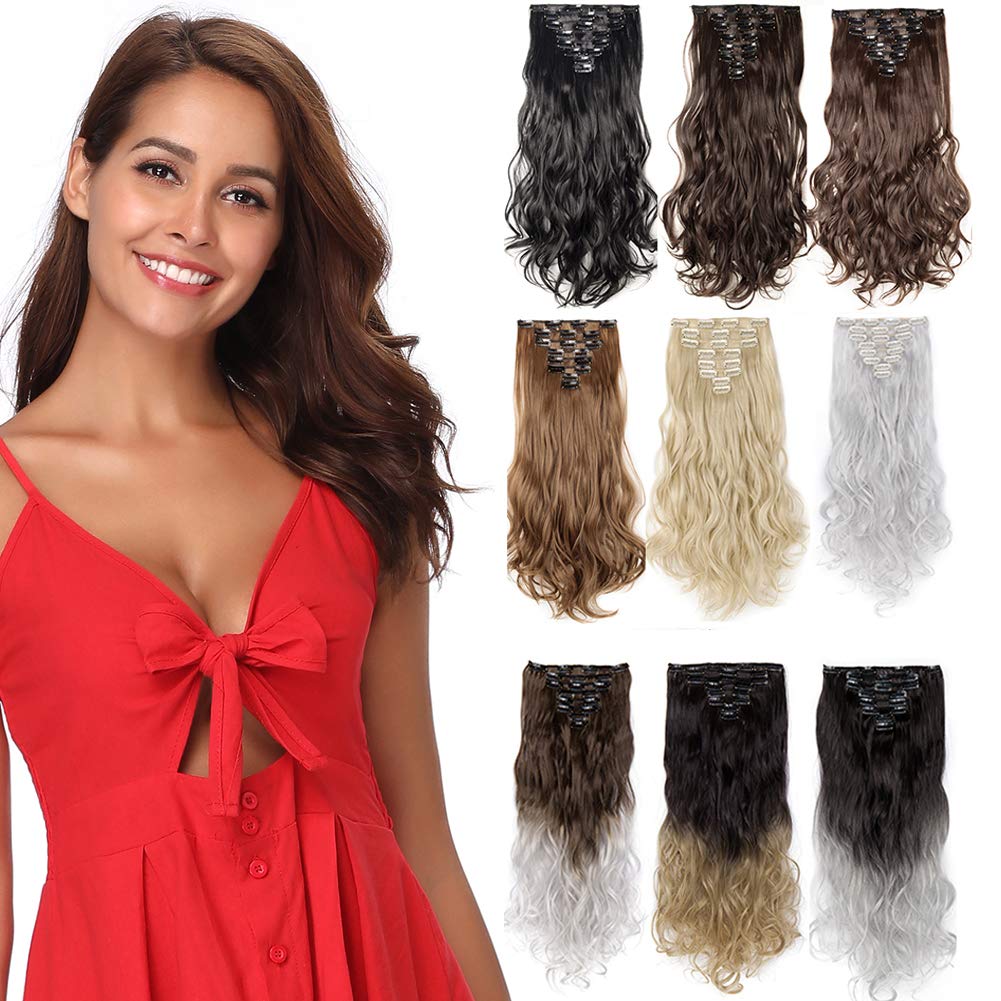 Clip in Full Head Hair Extensions 8 pieces/set Human Made