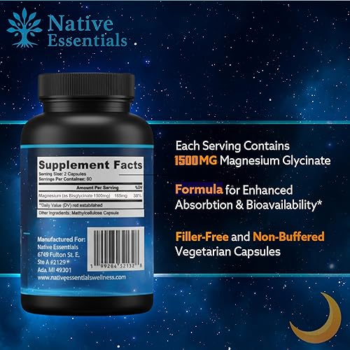 Miniatura 3 de Glicinato de magnesio Magnesio quelado de alta absorción para dormir, apoyo muscular y óseo Suave con el estómago. 120 unidades (extra fuerza)