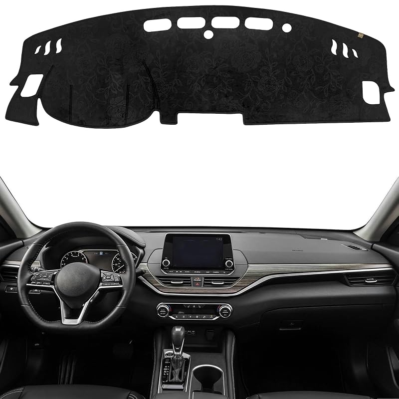 Capa para painel automotivo em flanela preta para Nissan Altima 2019–2024, código L34, sem HUD, volante à esquerda, KEYOOG – 1 unidade