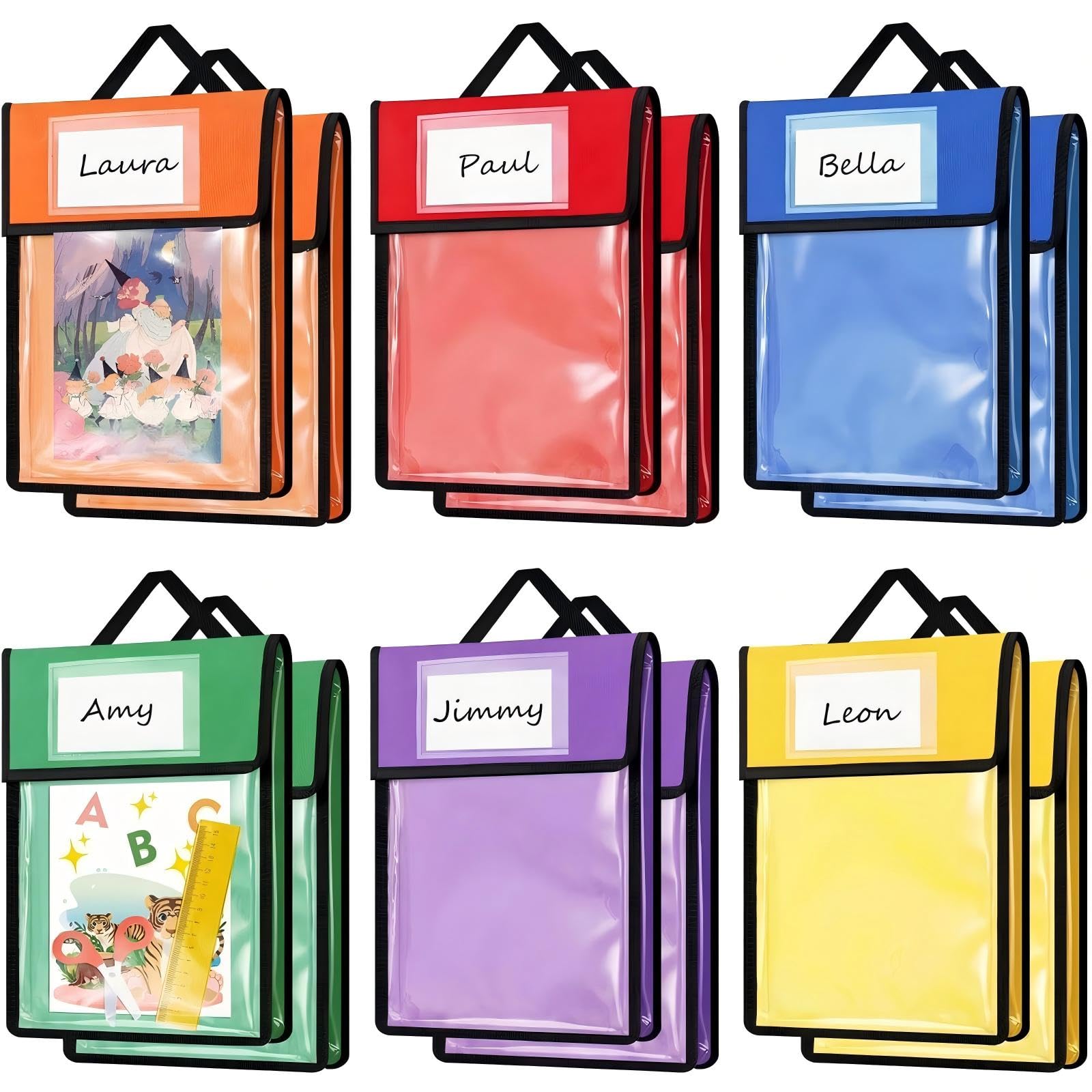 Teling Transparente Buchtaschen, 35,6 x 27,9 cm, Regenbogenfarben, 12 Stück