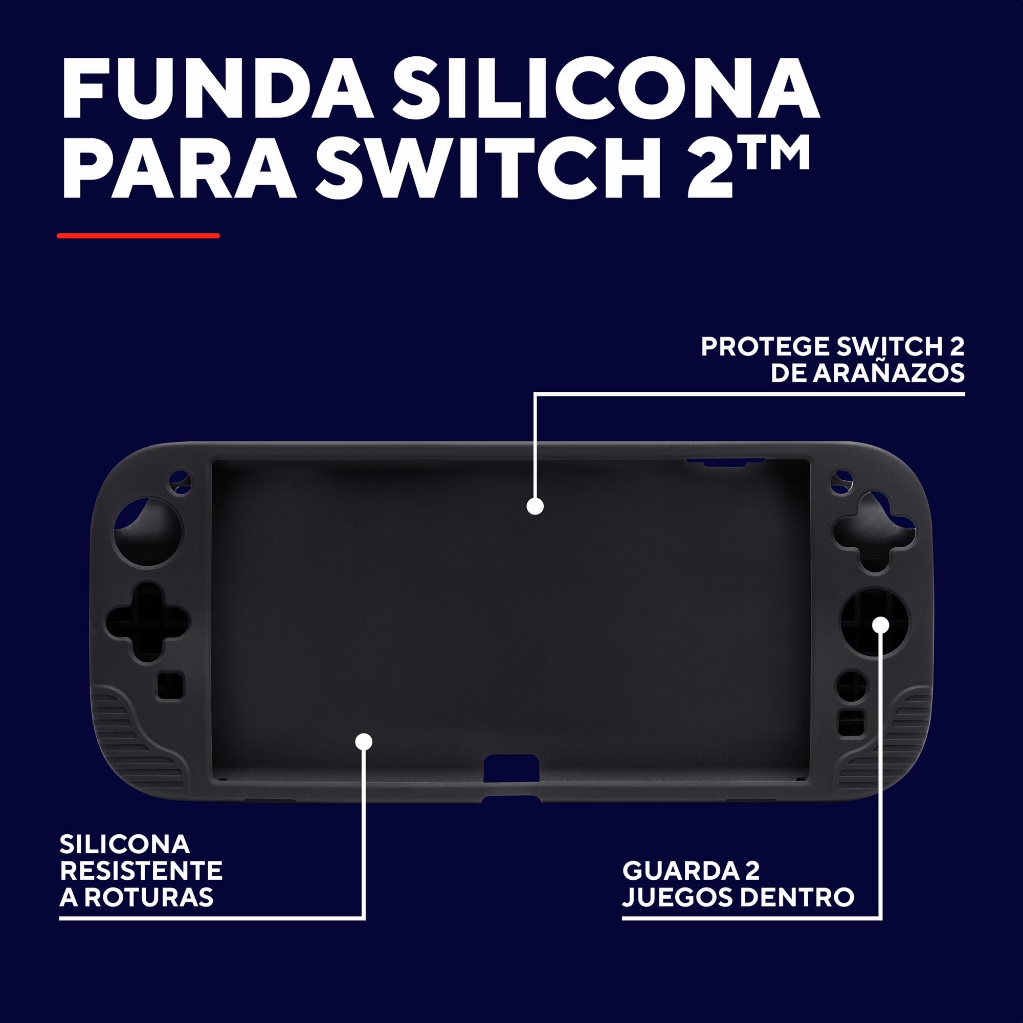 GXTrust 1253 Carcasa Nintendo Switch 2, Funda Protectora de Silicona con Diseño Texturizado, Resistente a los Arañazos, Absorción de Impactos, Cubierta Protectora Switch 2, Negro