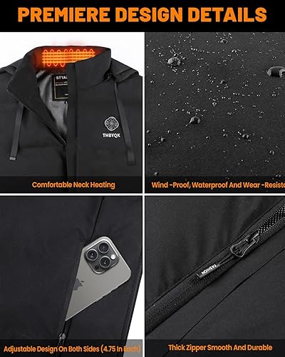 Miniatura 6 de Chaleco térmico de 21 zonas con calefacción, con batería de 40000 mAh 7.4 V para hombres y mujeres, controlador inteligente 5 en 1