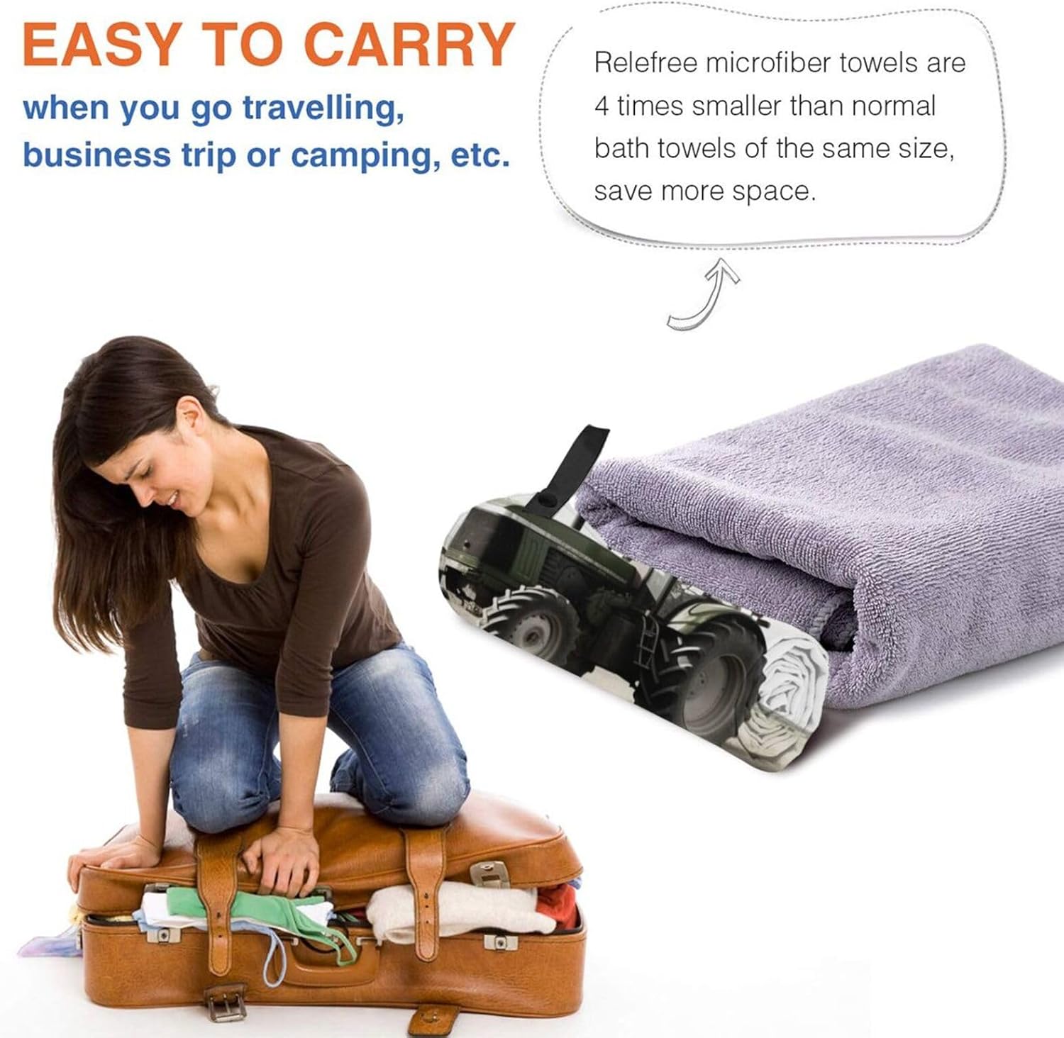 Tractor Agriculture Tranquil Printed Microfiber Travel Towel,Camping Towel,Quick Dry,Soft Lightweight for Gym,Hiking,Yoga,Backpacking