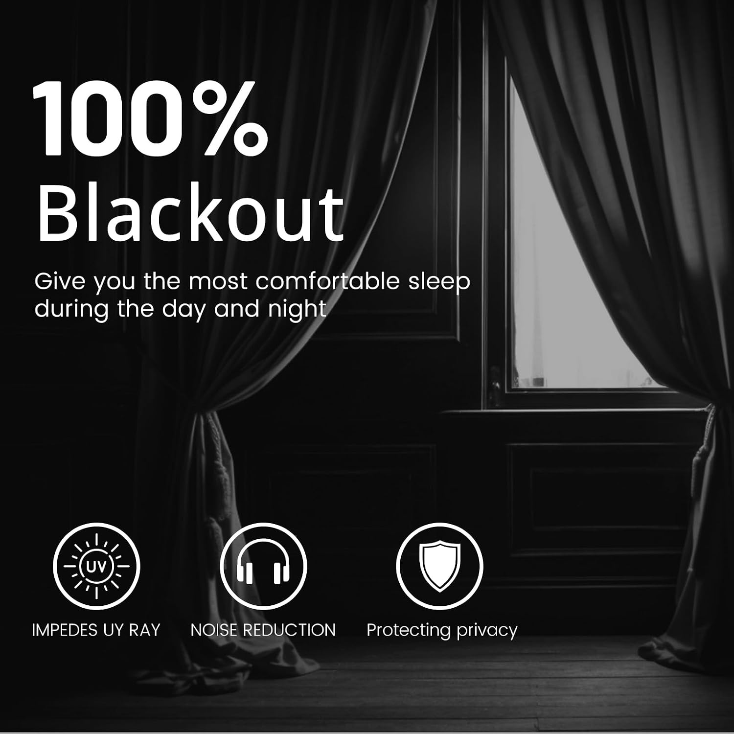 DerF HOME 100% Blackout Curtains for Bedroom Living Room Kitchen - Triple Weave, 52x132 inch, 6 Colors, Thermal Insulated, Grommet Top, Machine Washable - Energy Saving Drapes