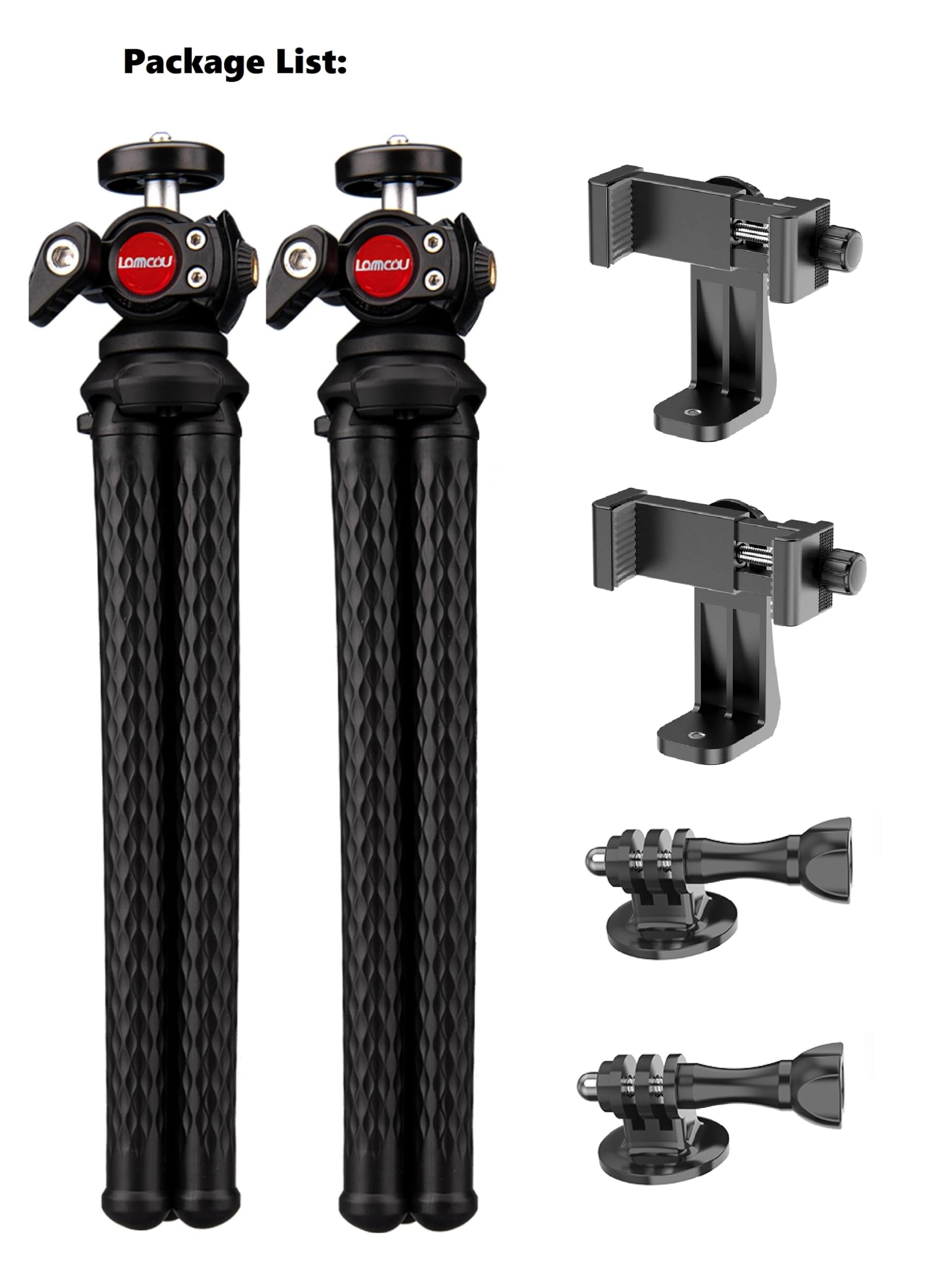Treppiede Smartphone, Lammcou Flessibile Treppiede Fotocamera Gorilla Pod da Viaggio Portatile Tavolo Tripode con testa a sfera completamente girevole & XL Cavalletto per Smartphone, Mini Tripod (2)