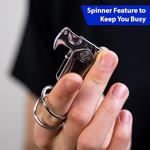 Miniatura 5 de Llavero multiherramienta definitivo con abridor de botellas, giratorio, soporte para teléfono y mosquetón, accesorio de metal duradero para hombres