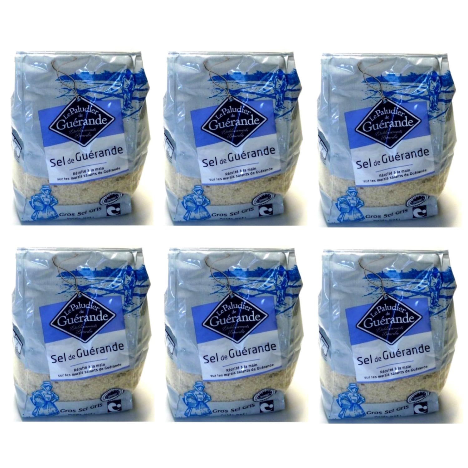 LE PALUDIER Grobes graues Meersalz aus Guérande 1000g handgeerntet Frankreich Bretagne inkl. FeinWert E-Book (6 x 1 kg)