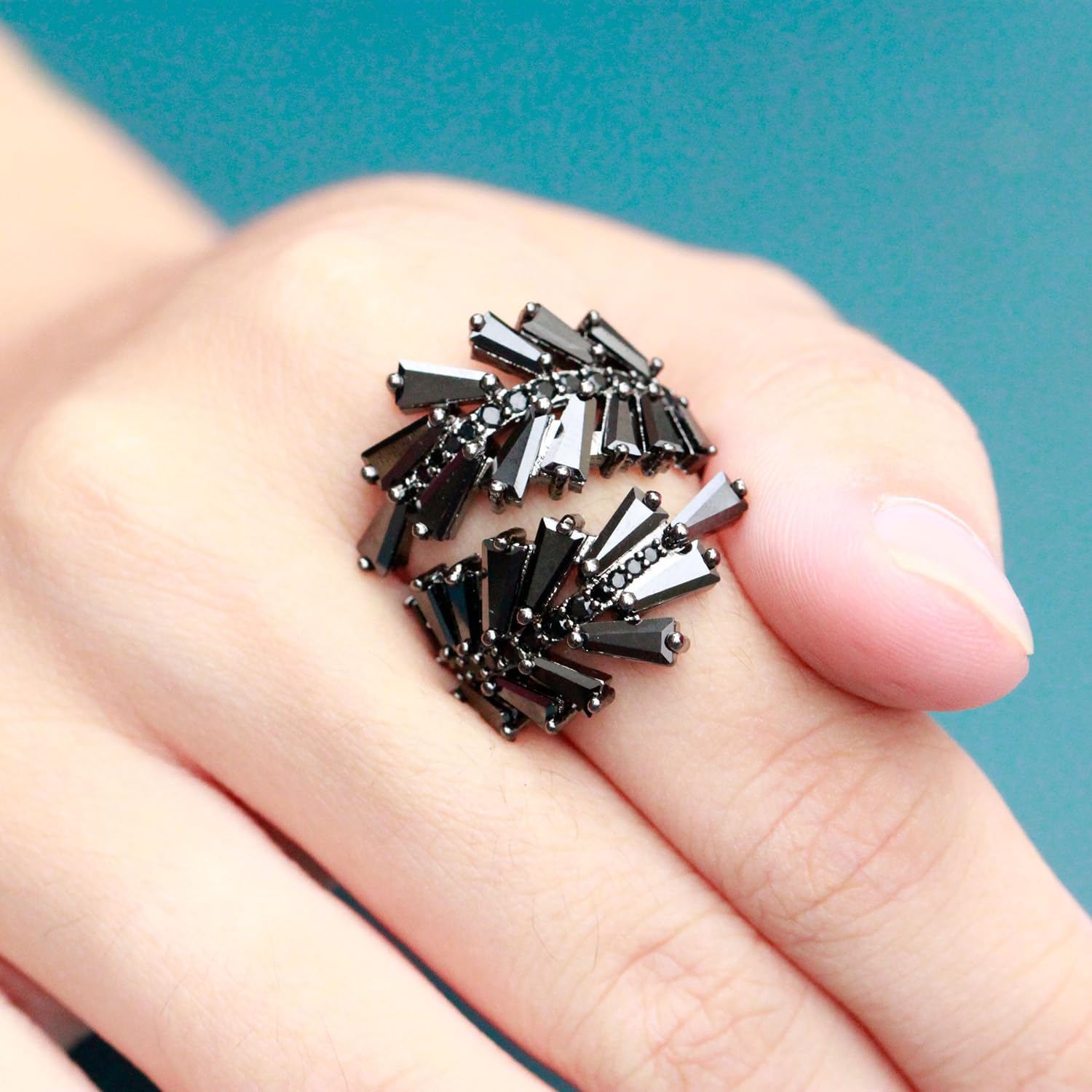 Lavencious Art Cocktail Fashion Ring Size Adjustable From 6-8.5 Cubic Zirconia Jewelry - Image 2