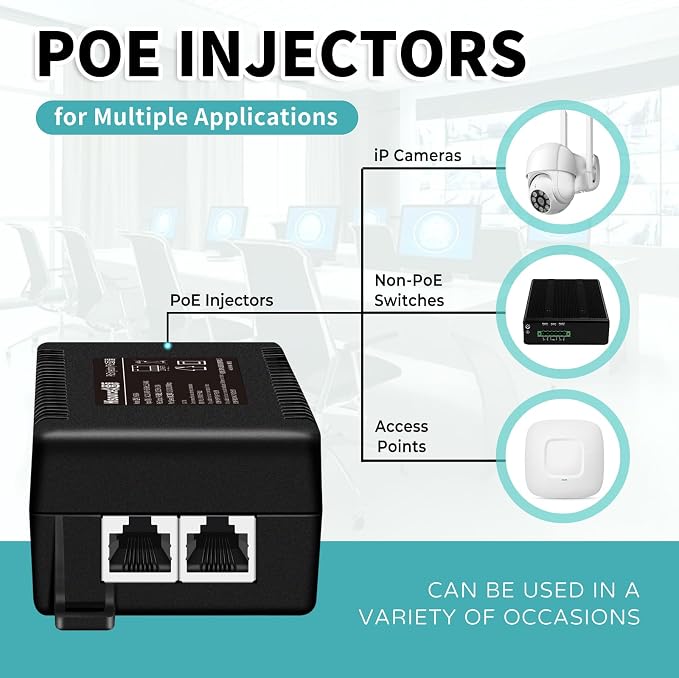 Inyector PoE 60W 2.5 Gigabit para cámaras IP y teléfonos VoIP miniatura 7