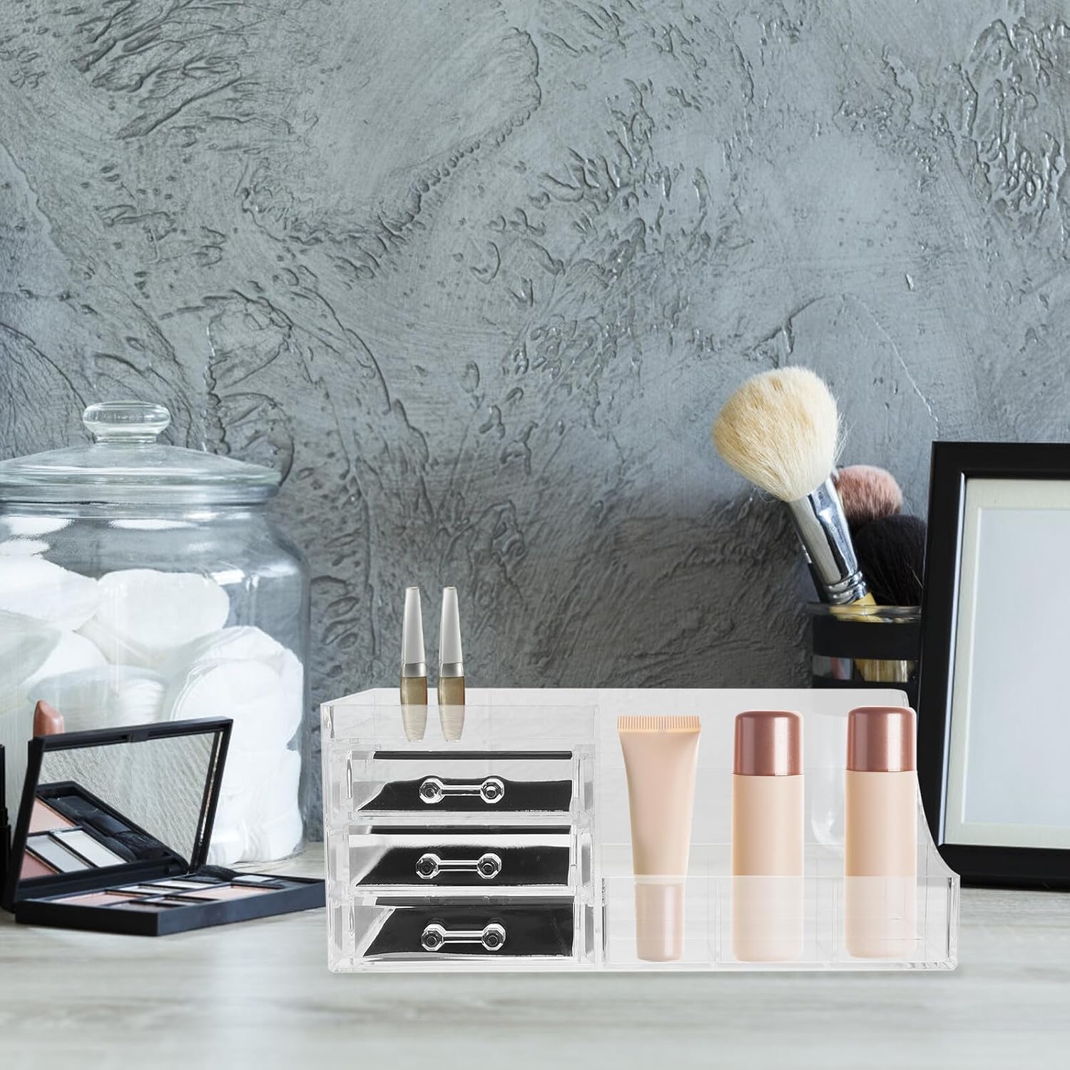 BETOOKY Makeup Organizer Drawer Large Capacity 3-drawer Desktop Cosmetics Storage Box Vanity Tray for Bathroom Countertop and Personal Care Storage