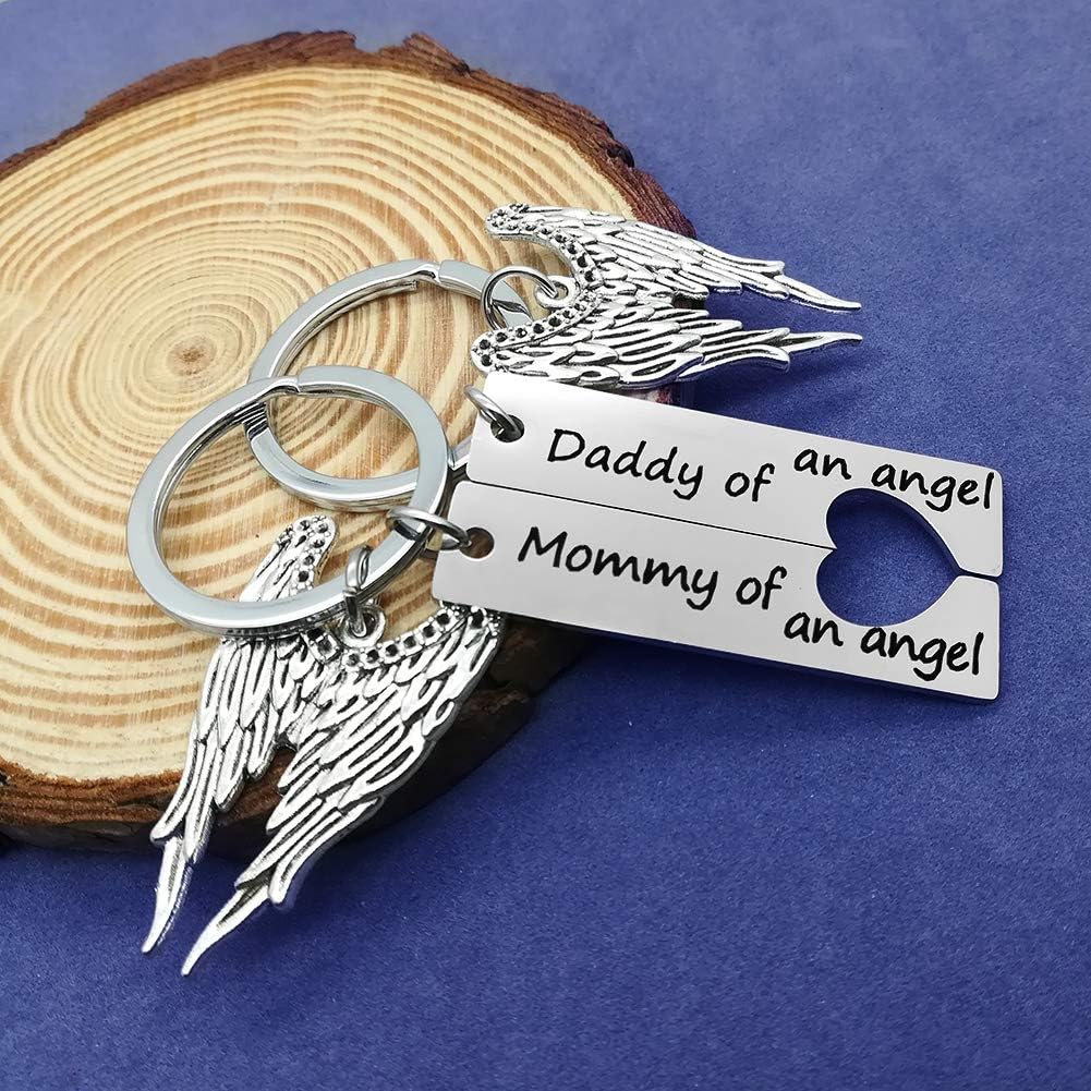 Loss Memorial Keychain Mommy Daddy keyring Set Miscarriage Keepsake Baby Memorial Jewelry Sympathy Gift for Infant Loss Child Loss