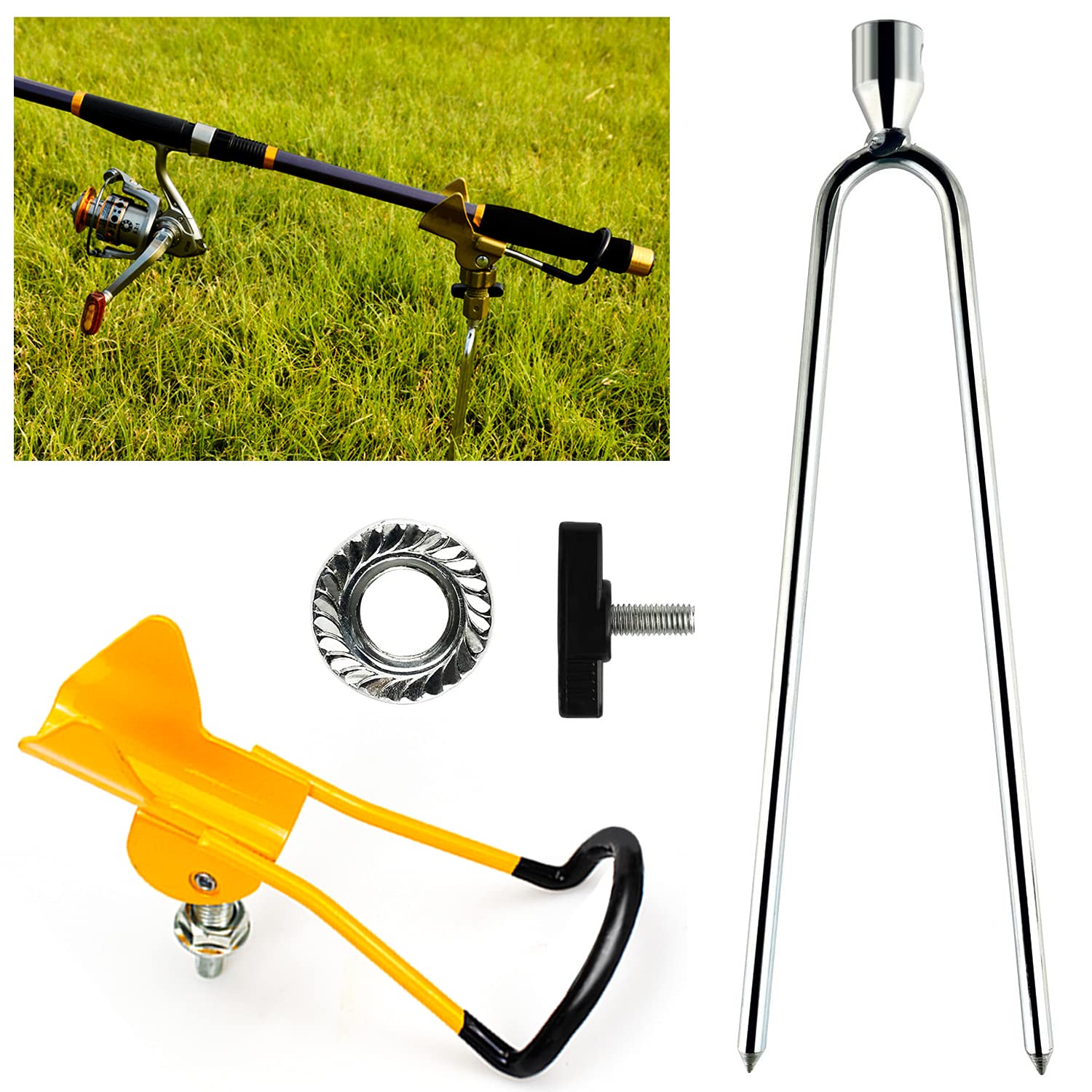 2 Supporti Per Canna Da Pesca In Acciaio Inox – Regolabili 360°, A Punta, Diametro Max 4 Cm, Portatili, Per Pesca In Spiaggia E Fiume