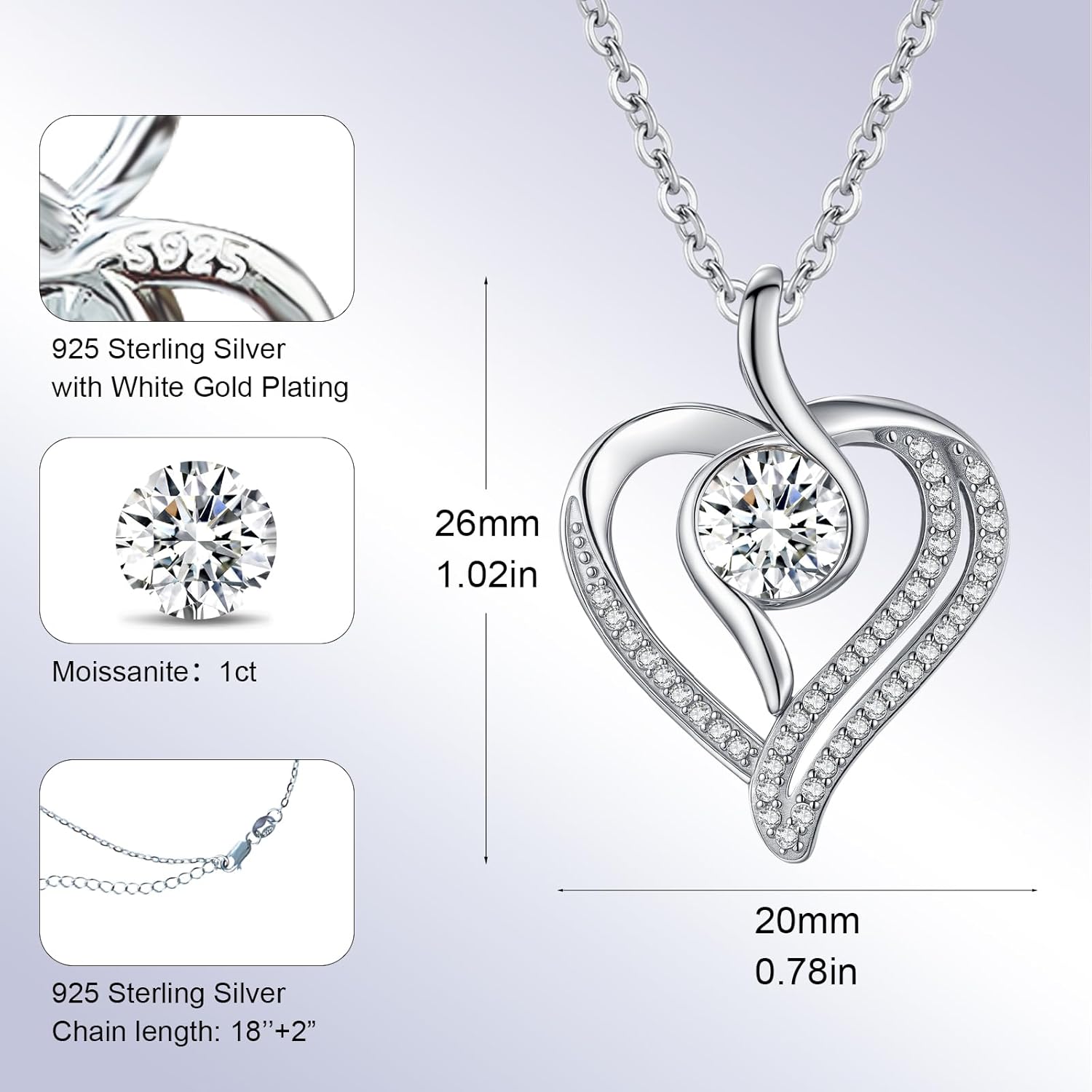 Moissanite Necklace Pearl Necklace 925 Sterling Silver Jewelry Gifts for Women Mom Girlfriend Grandma Friend Lover Wedding Birthday Anniversary Engagement Graduation Valentine's Day Mother's Day - Image 7