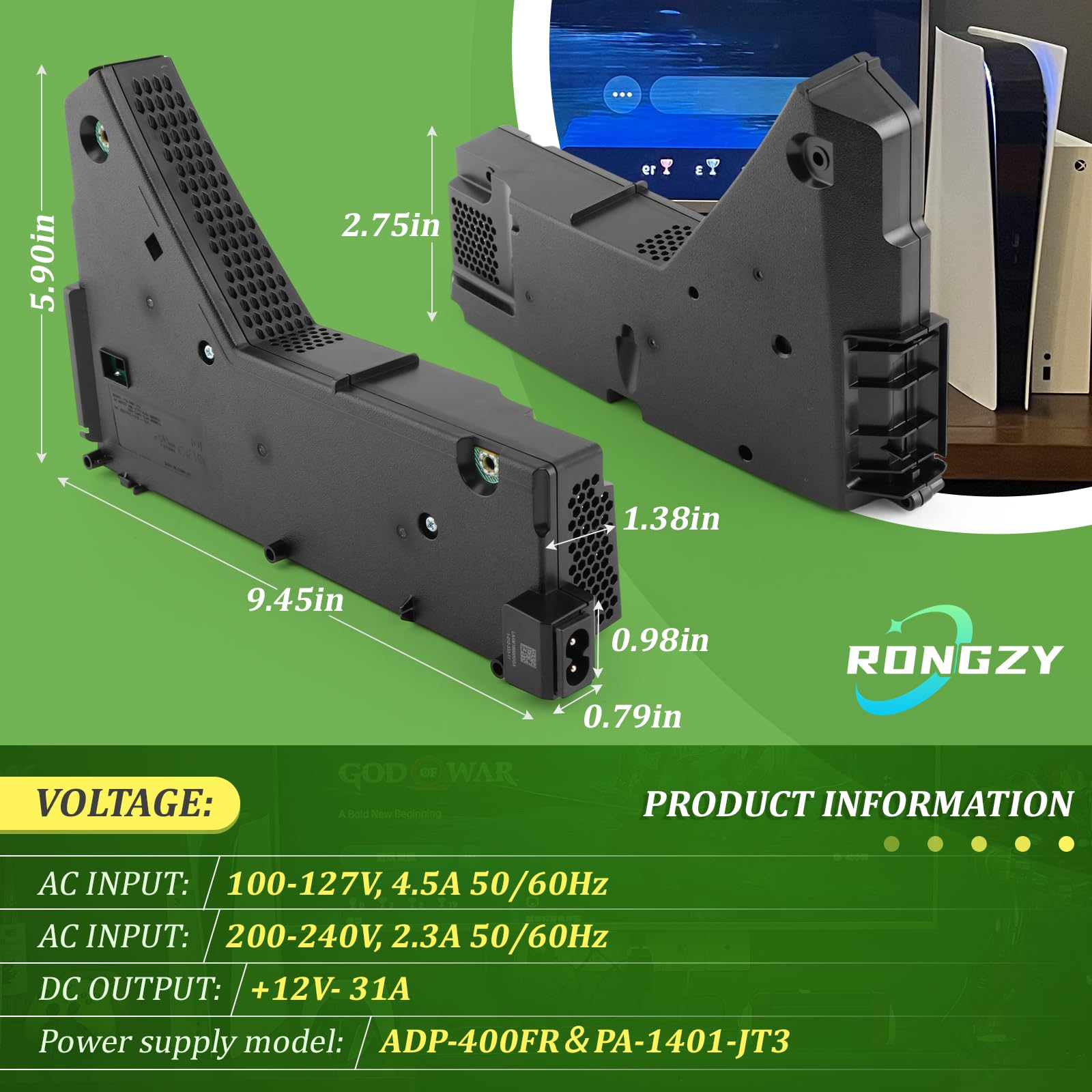 RongZy per PS5 Alimentatore per Playstation 5 Alimentatore Interno Sostituire ADP-400FR PA-1401-JT3 con Cavo di Alimentazione Strumenti di Riparazione