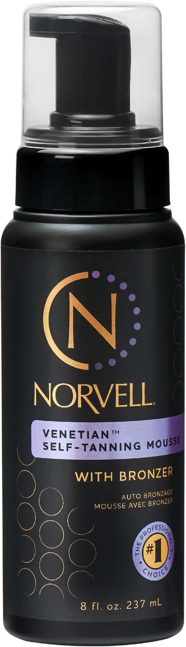 Norvell Venetian Sunless Self Tanner Mousse with Bronzer, 8 Fl Oz - Instant Self Tanning - Natural Looking - Anti-Orange - Fake Tan for Bronzing Glow