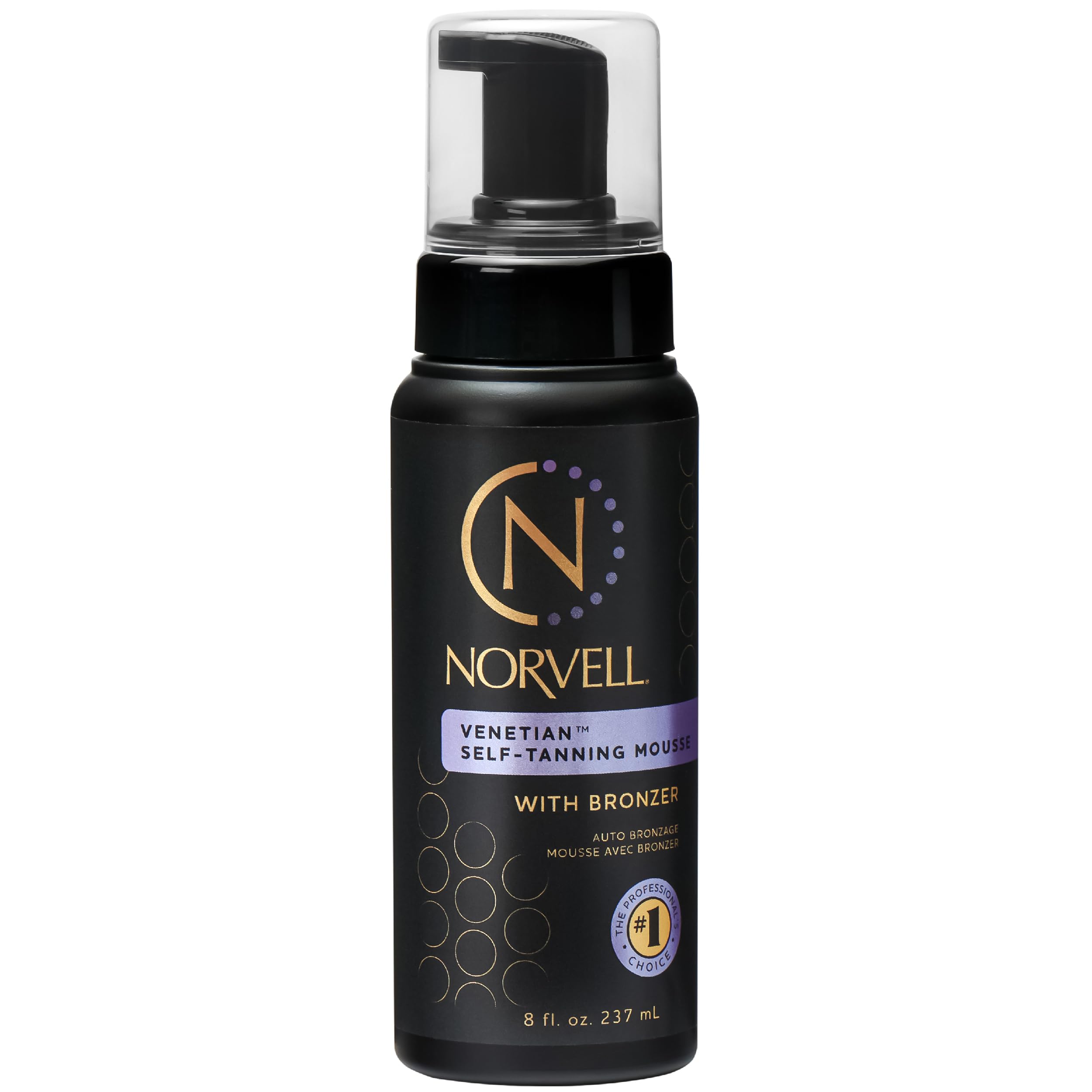 Norvell Venetian Sunless Self Tanner Mousse with Bronzer, 8 Fl Oz - Instant Self Tanning - Natural Looking - Anti-Orange - Fake Tan for Bronzing Glow