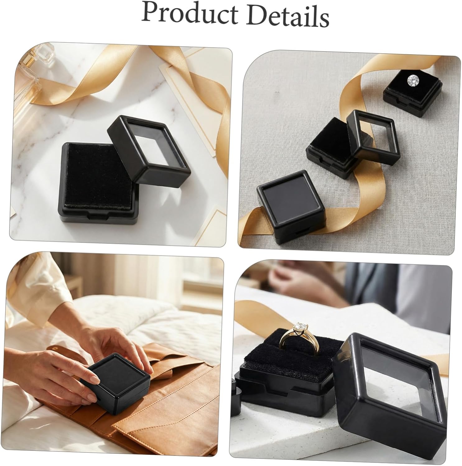 Ipetboom 12 Pack Gemstone Display Boxes for Rings Collectibles Black image 3