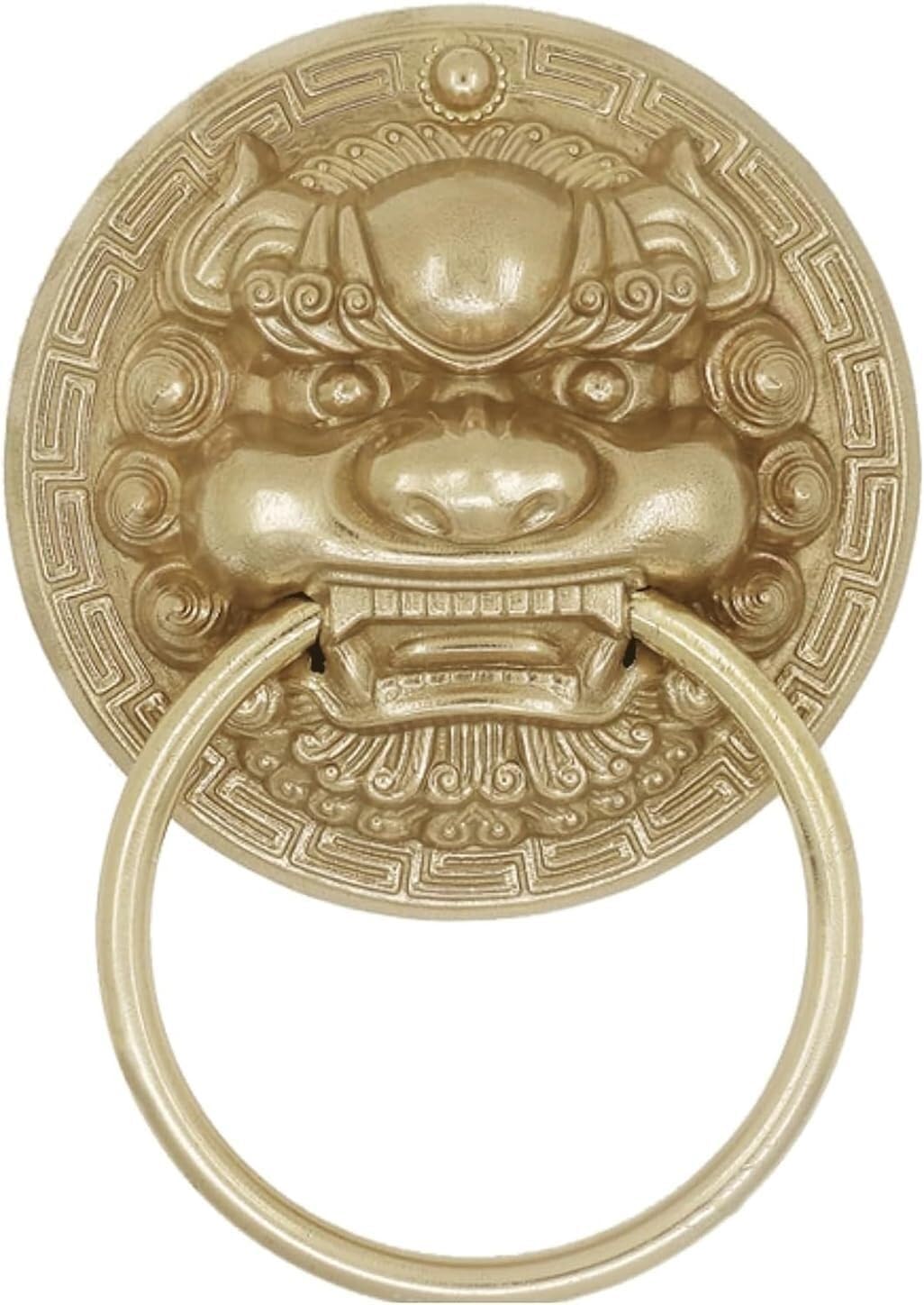 TIST Iron Door Knocker Retro Copper Antique Lion Head Door Knock for Front Door Door Handle Classical Wooden Door Door Ring Surface-Mounted Installation(B,Dia 13.5cm)