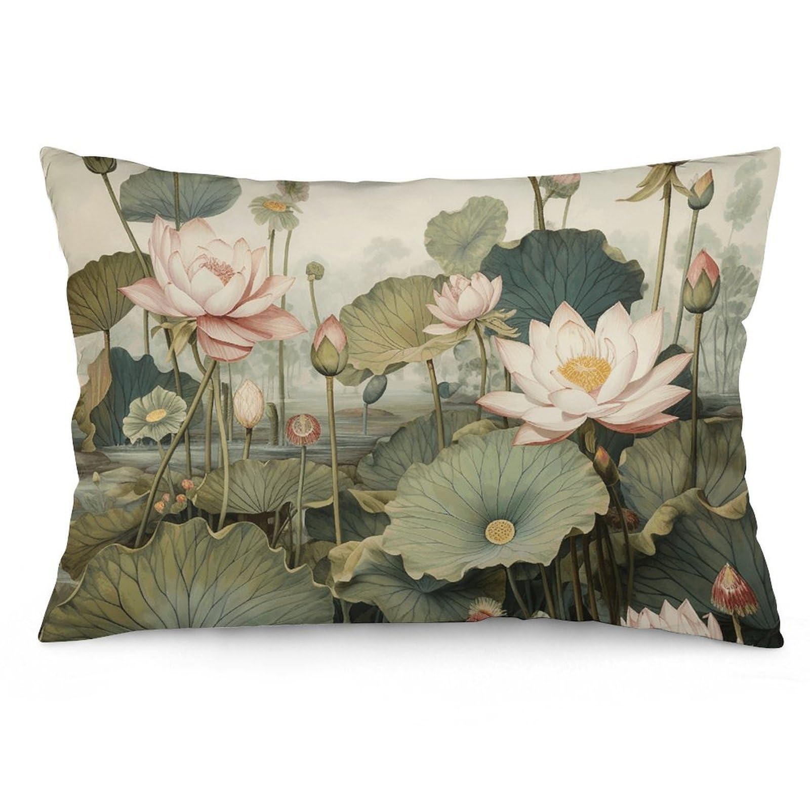 2 Pack Pillow Cases for Hair and Skin, Soft Breathable Pillow Case Covers with Hidden Zipper, Hand Drawn Flower Pillowcase 16 "x24 Pillow Covers for Sleeping Gift