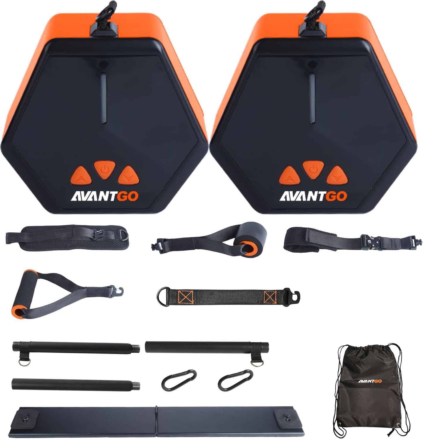 Portable Home Gym, Multifunctional Cable Fitness Machine, 7-66/7-132 lbs Resistance Adjustable Functional Trainer, App & Bluetooth Connection, Full Body Workouts, Fitness Anywhere, Orange