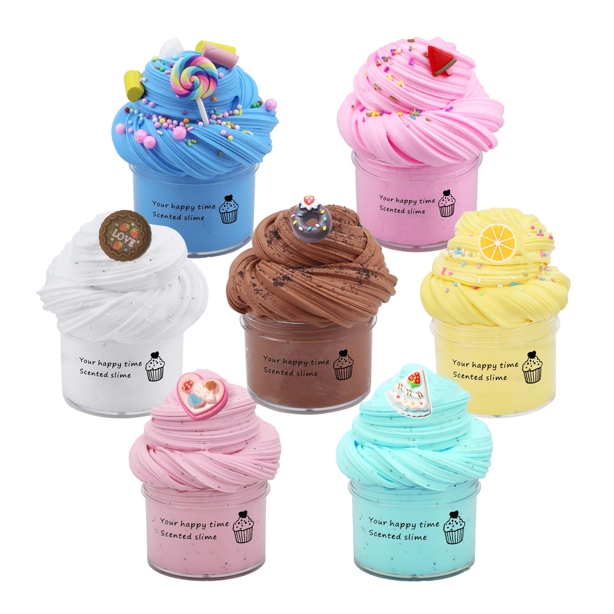 ZONEWAY 7 Pack Cake Butter Slime Kits, Soft and Non-Sticky Slime Kit Party Favors for Girls and Boys