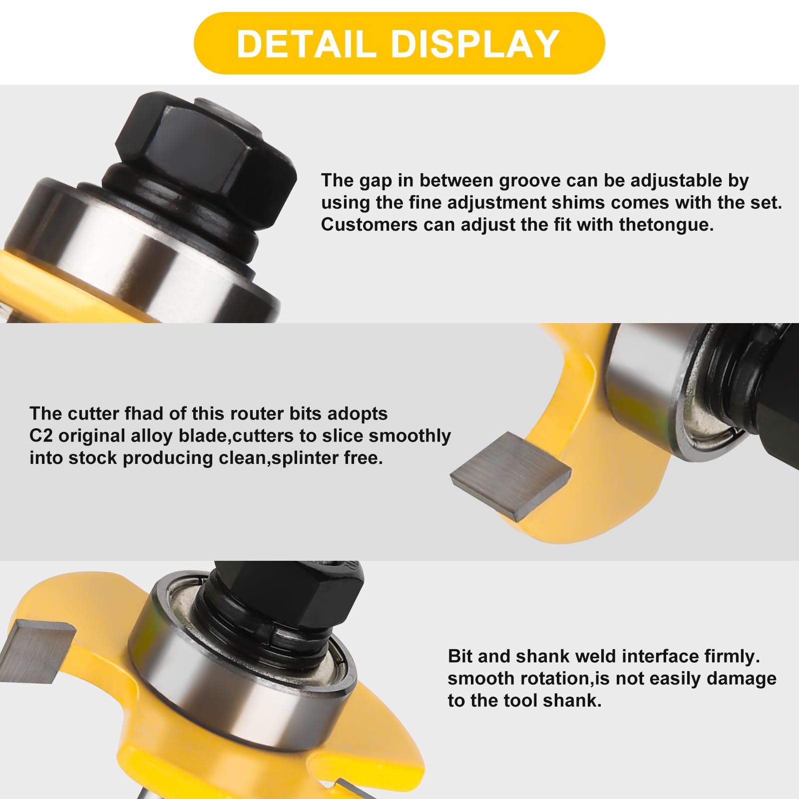 Snapklik.com : Tongue And Groove Router Bit Set 1/4 Inch Shank, 2 ...
