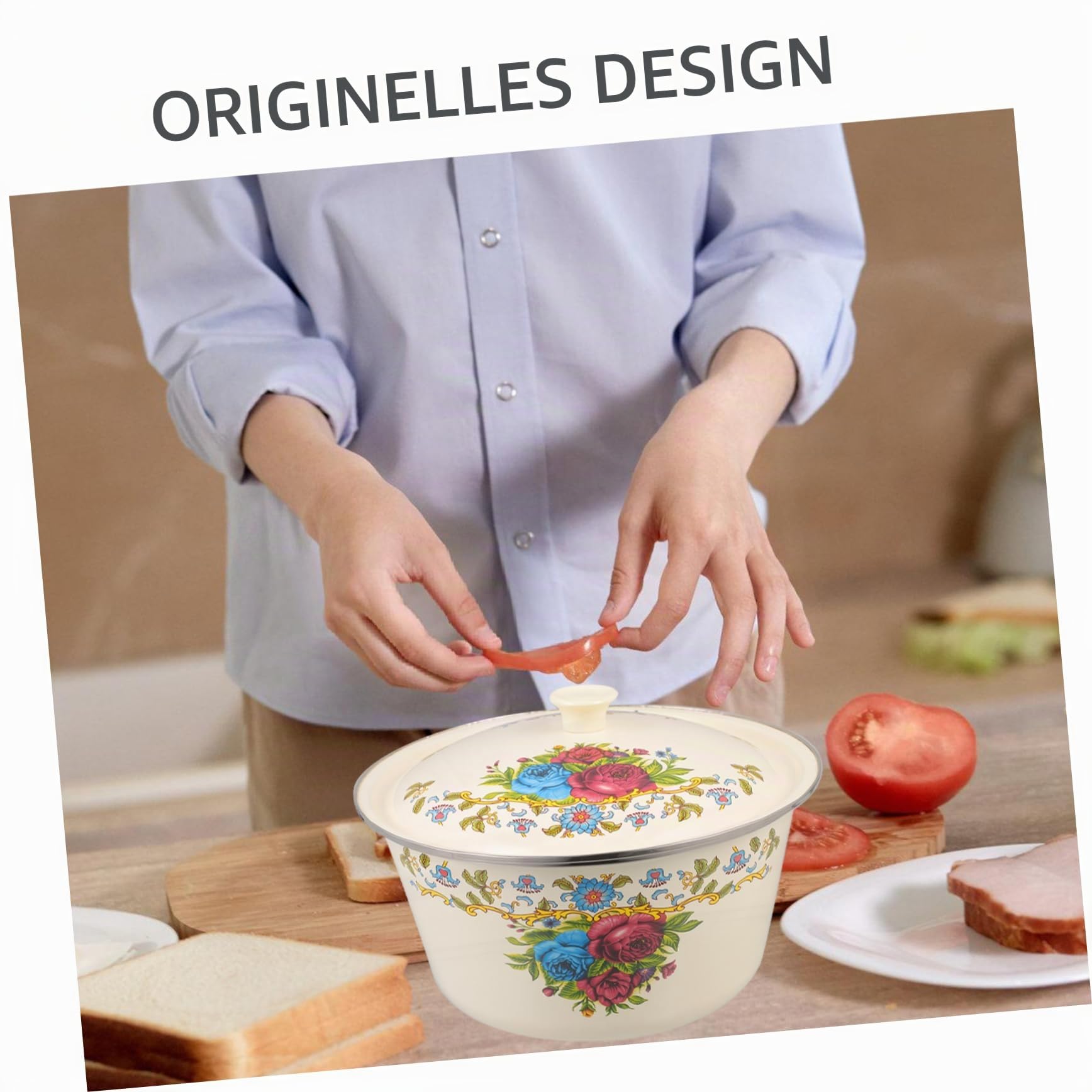 YARNOW Becken Aus Emaille Große Rührschüssel Aus Glas Email- Suppenschüsseln. Emaillierte Teller Emailliertes Becken Emaille-tabletts Schale Weiß Rund Brot Obst Große Schüssel