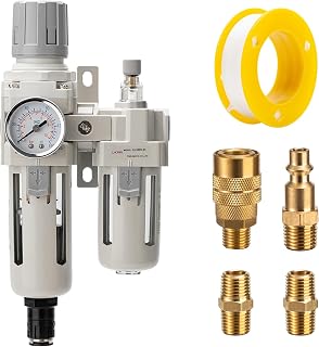 Air Pressure Regulator with Pressure Gauge(0-150PSI),Water Separator for Air Compressor Auto Drain 3/8 Air Line NPT Threaded Interface