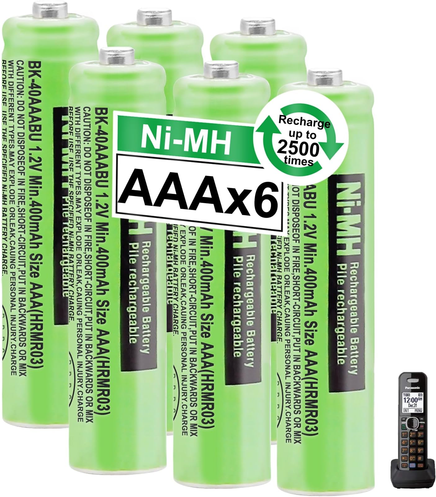 OSIM 6Pack BK-40AAABU Ni-MH AAA Rechargeable Batteries 1.2V AAA Ni-MH Rechargeable Batteries 400mah for Panasonic Cordless Phones, Remote Controls, Electronics