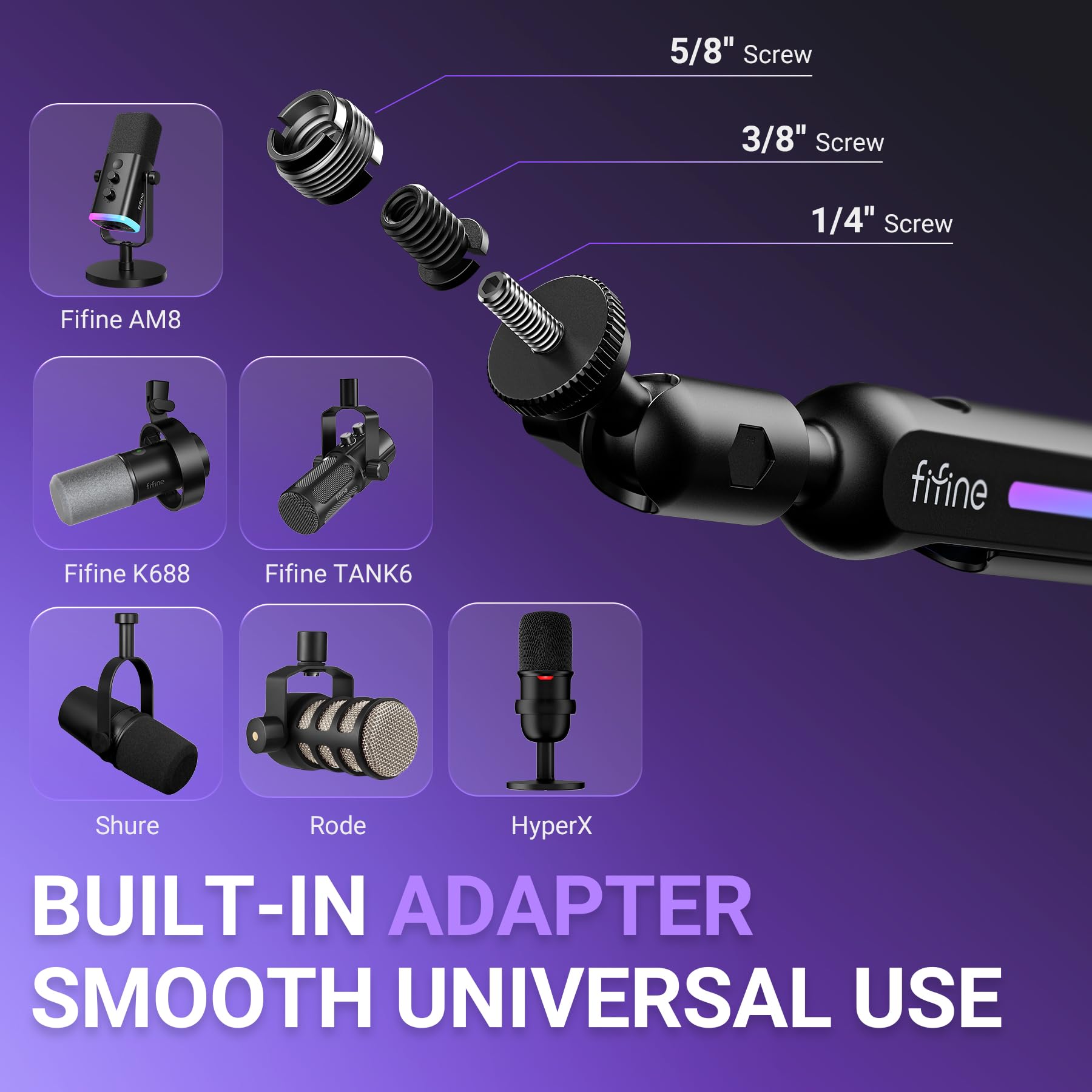 Amazon.com: FIFINE BM88Pro RGB Low Profile Microphone Boom Arm for