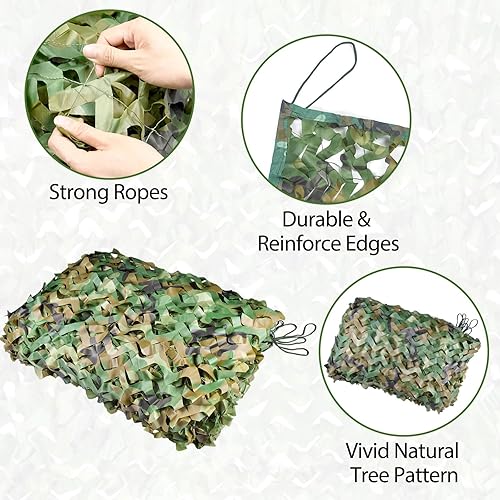 Miniatura 2 de Red de camuflaje de 6.5 x 10 pies, 10 x 10 pies, 20 x 20 pies, con respaldo de malla, redes ciegas de caza, toldo de parasol, red de lona militar