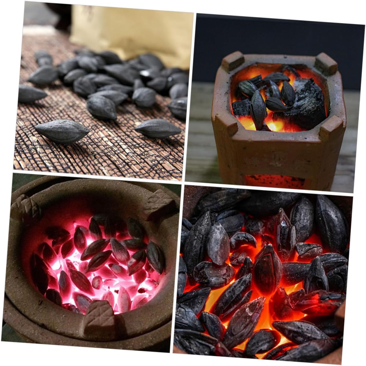 Toyvian 4pcs Olive Charcoal for Cooking and Grilling Starter for Outdoor Bbq and Tea Brewing Charcoal Stove for Camping and Fireplace Use