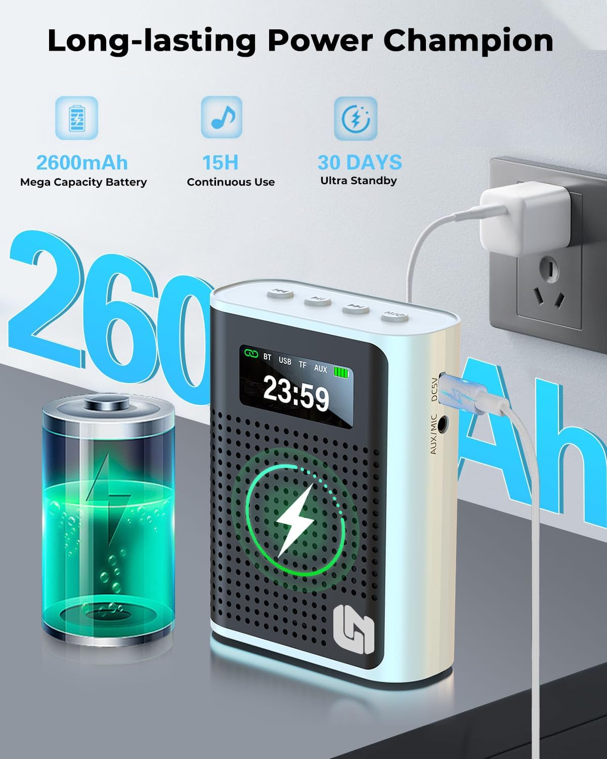 2025 New Upgraded Voice Amplifier Wireless Microphone with Magnetic Lavalier, LED Display Screen, Rechargeable Portable Microphone Speaker for Teachers, Classroom, Yoga, Meetings, Speeches, Tours - Image 4