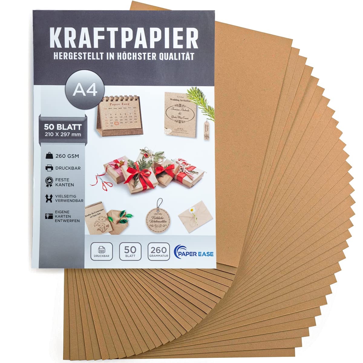 Carta Kraft Naturale A5 - 260g Per Fai Da Te, Matrimoni E Biglietti (50 Fogli) - Foto 9