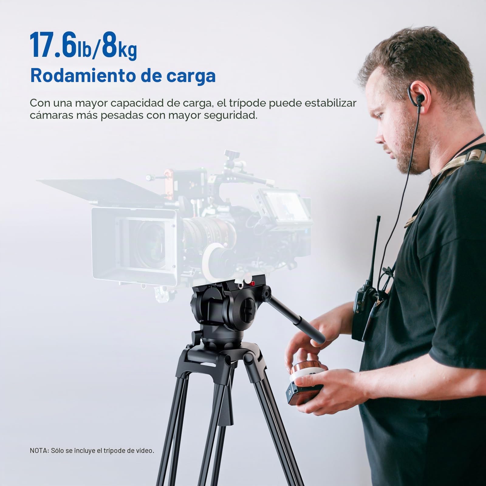 NEEWER Básico 74" Trípode Vídeo con Cabezal Fluido, Trípode Cámara Metal con Amortiguación, Esparcidor de Nivel Medio, Placa Liberación Rápida Compatible con Manfrotto 501, Carga Máx 17.6 lb, TP37