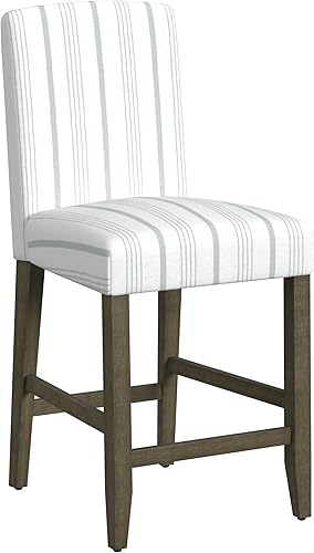 Miniatura 32 de HomePop Taburete de mostrador con respaldo abierto de 24 pulgadas, decoración del hogar, sillas de tela para comedor, cocina y sala de estar, rayas