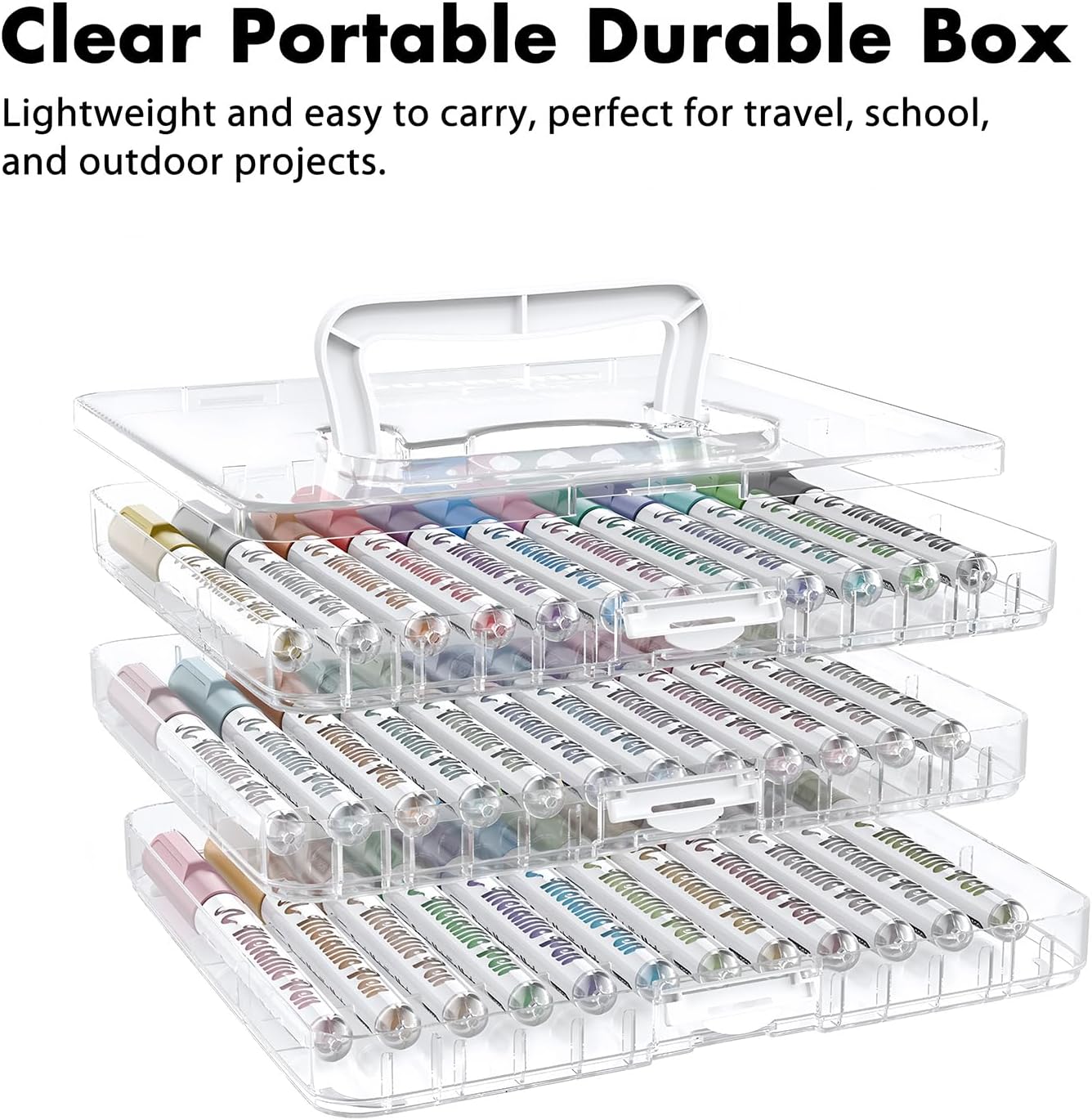 Guangna Metallic Marker Pens, 36 Colors Brush Tip Acrylic Paint Markers for Black Paper, Scrapbooking, Rock Painting, DIY Arts & Crafts, Glass, Wood, Card Making, Scrapbook Supplies