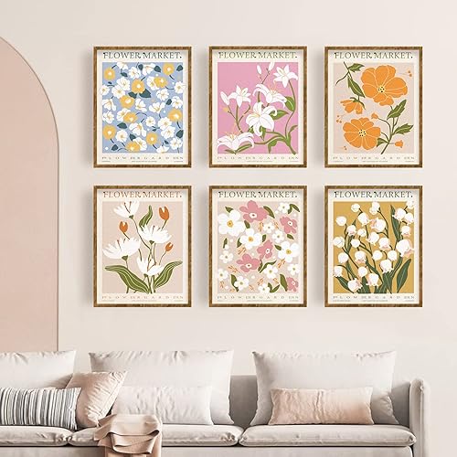 Miniatura 3 de FREEBLOSS Juego de 9 impresiones artísticas de pared de flores bohemias sin marco de 8 x 10 pulgadas, lienzo estético, pósteres artísticos botánicos