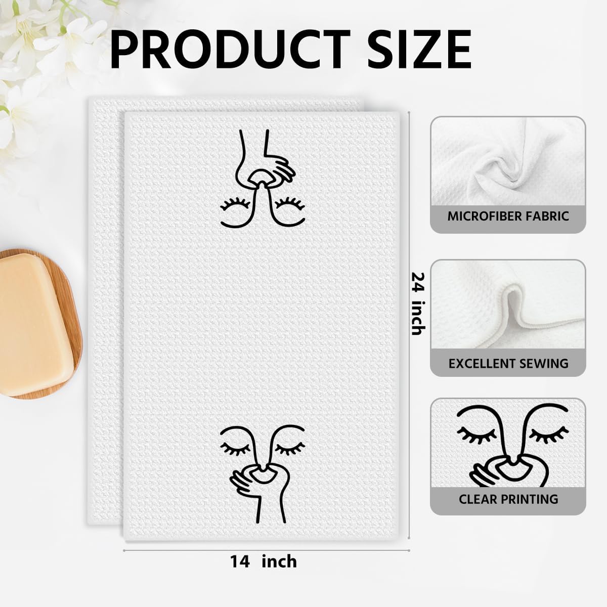2 Pcs Funny Bathroom Hand Towels, 14x24 In, Humorous Pinch Nose Decor Towel image 2